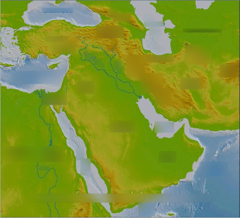 south west asia blank map