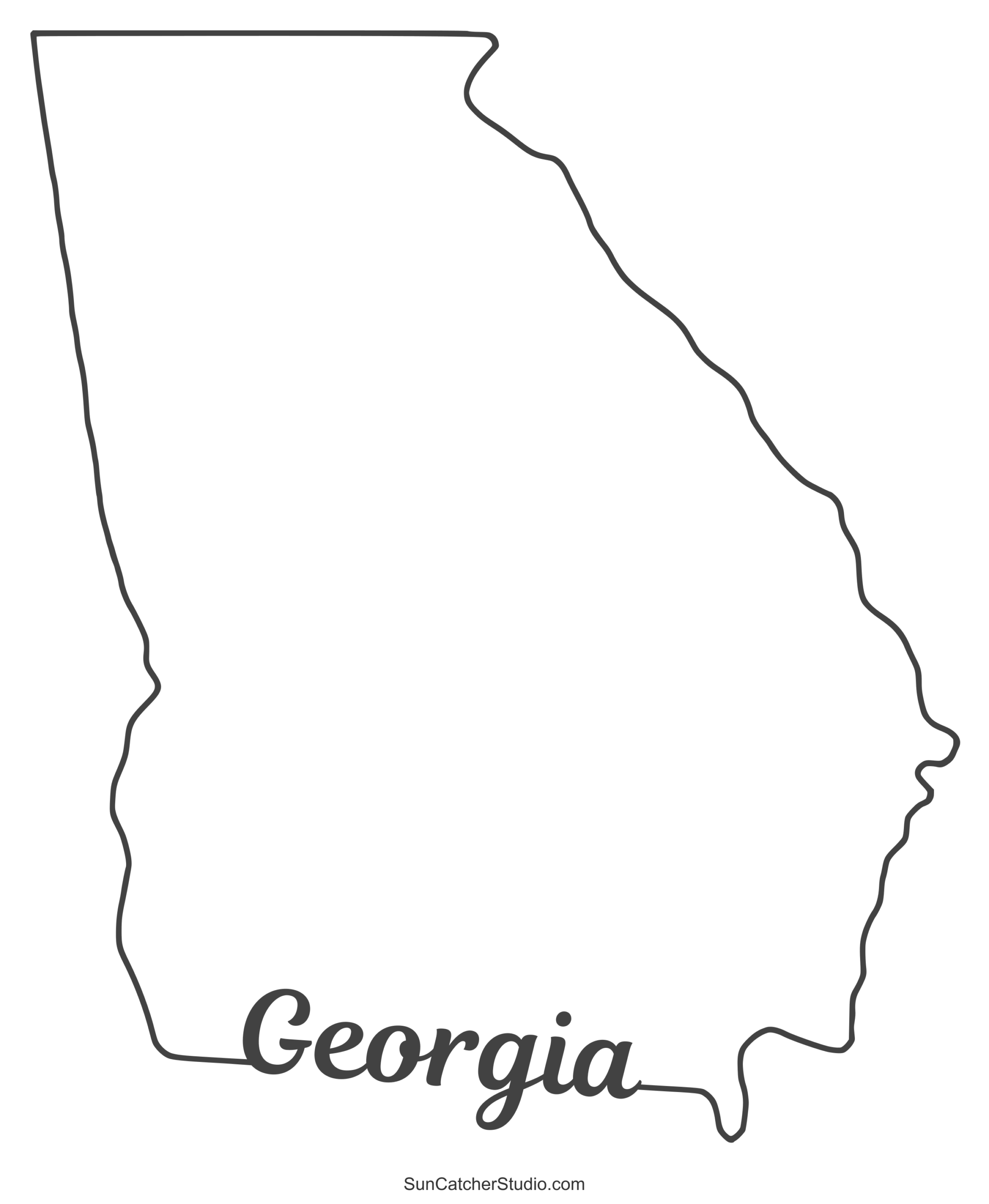 Georgia Map Outline Printable State Shape Stencil Pattern Free Printables Lettering SVG Files Tools Apps
