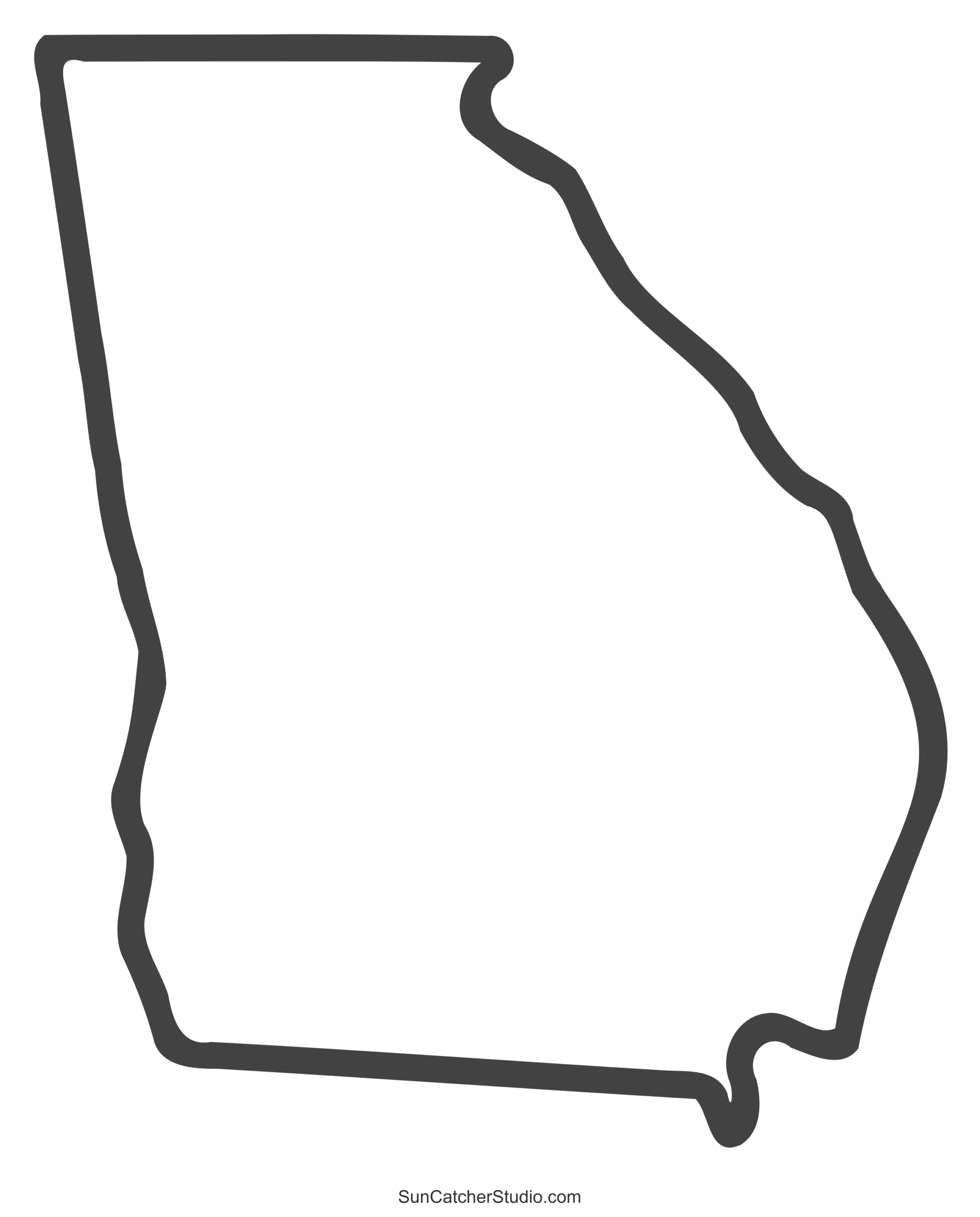 Georgia Map Outline Printable State Shape Stencil Pattern Free Printables Lettering SVG Files Tools Apps