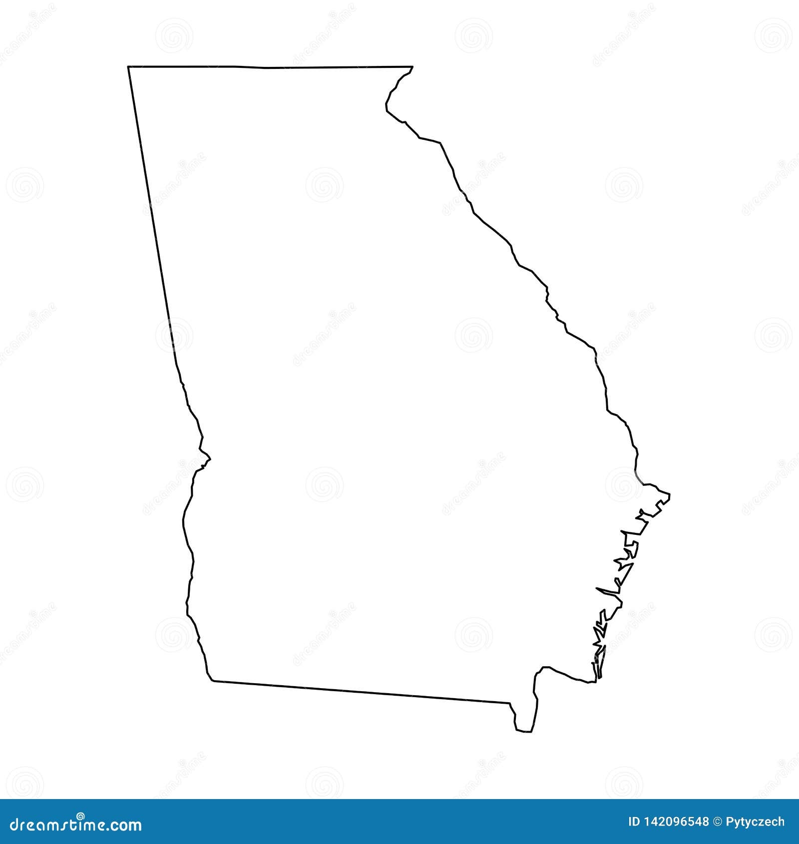 Georgia State Of USA Solid Black Outline Map Of Country Area Simple Flat Vector Illustration Stock Vector Illustration Of Land Detail 142096548
