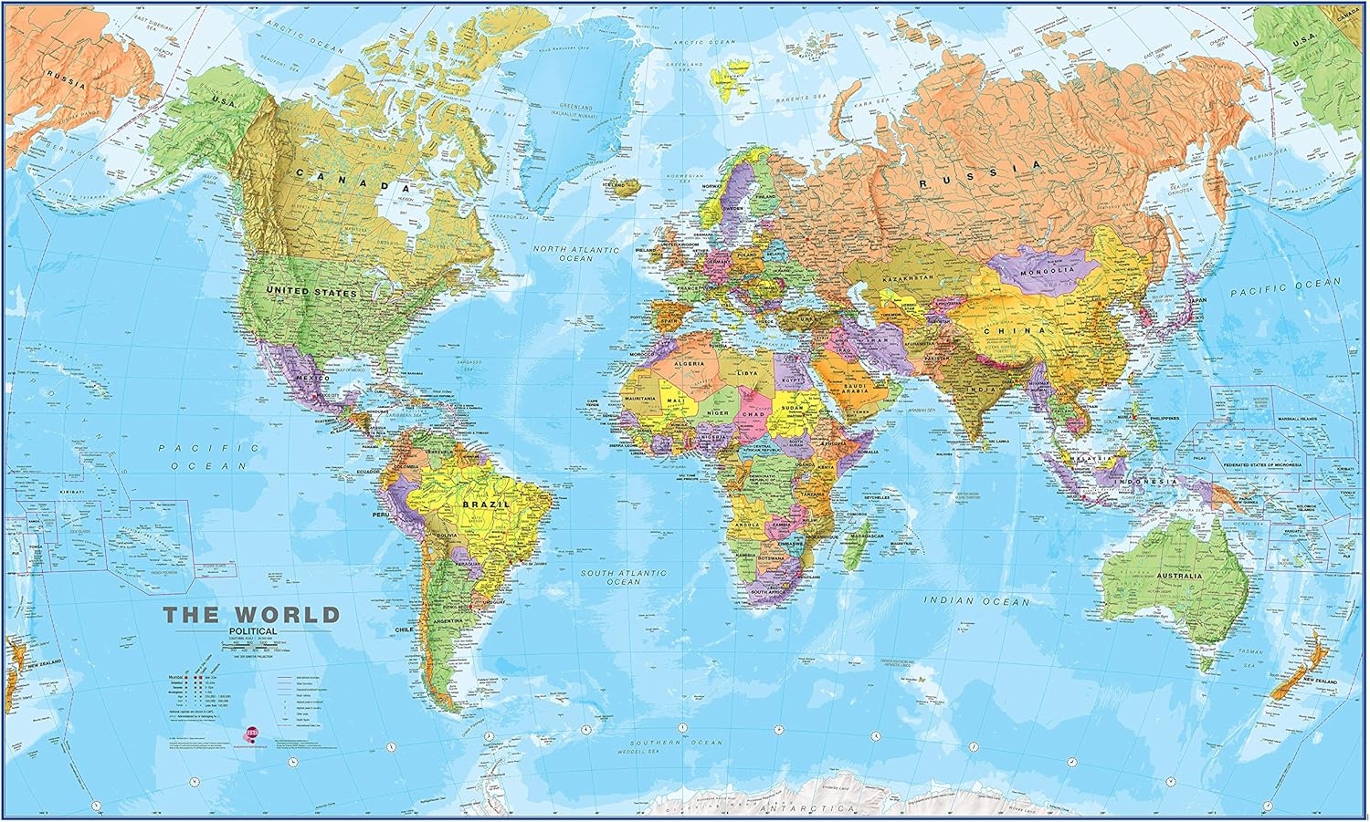 Giant World Map Poster Mega Map Of The World Front Lamination 48 X 78 EBay