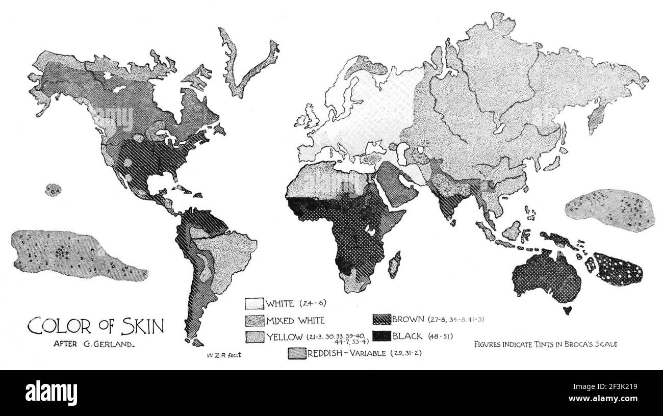 Global Map Of Skin Color Distribution Stock Photo Alamy