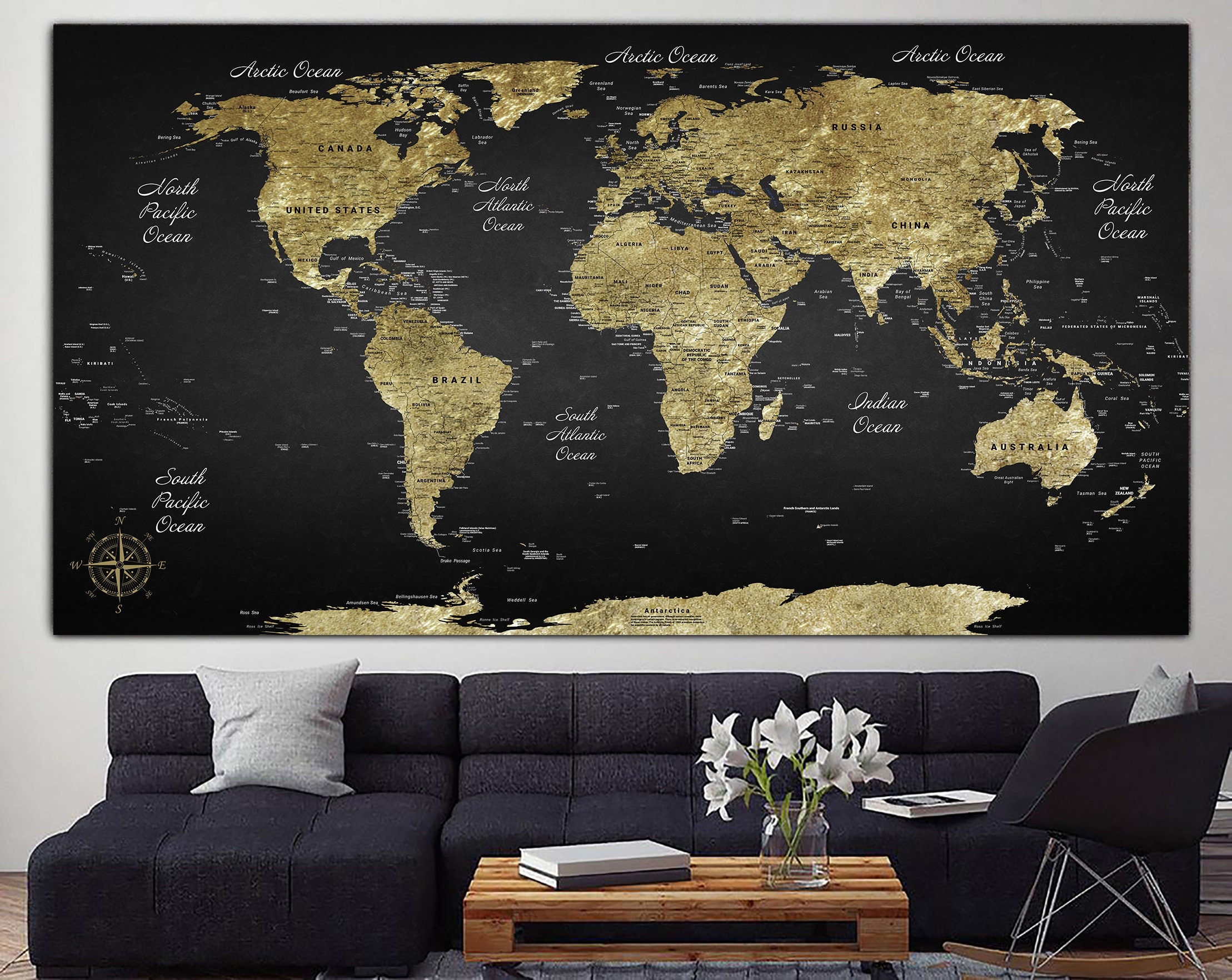 big world map for wall