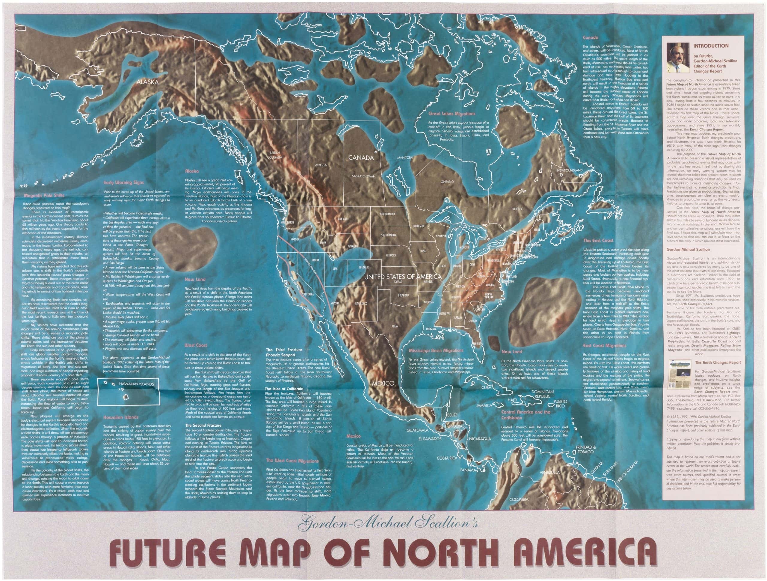 Gordon Michael Scallion s Future Map Of North America Rare Antique Maps
