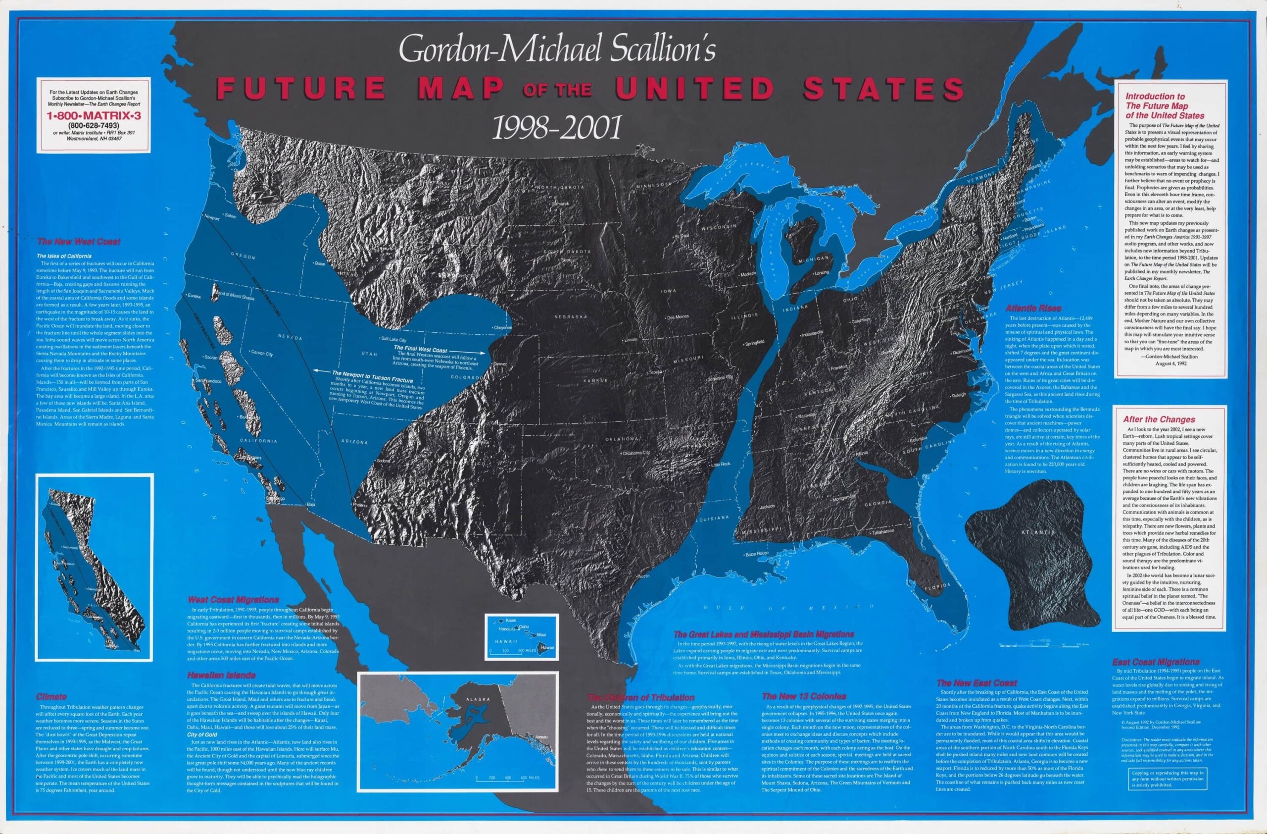 Gordon Michael Scallion Visualizes The United States After The Great Tribulation Rare Antique Maps