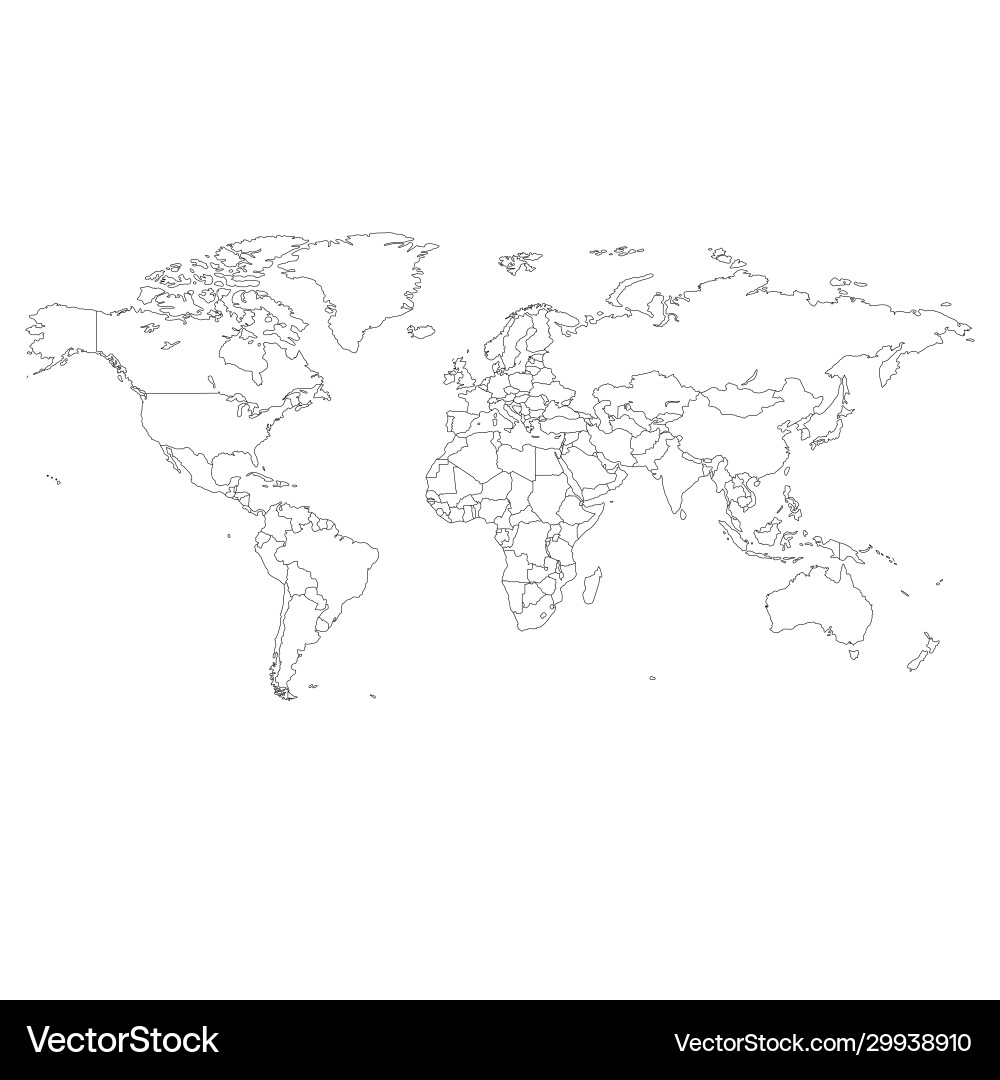 Gray World Map With Country Borders Free Vector VectorStock