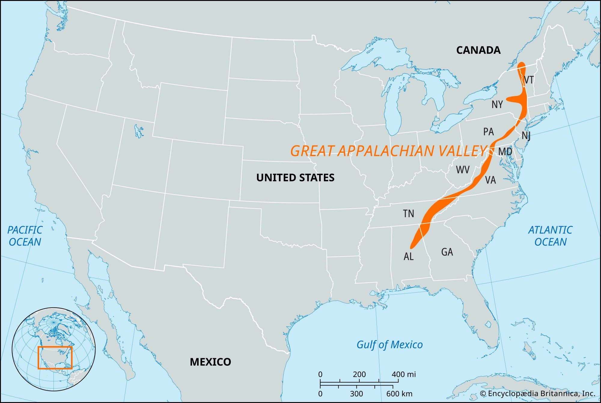 Great Appalachian Valley United States Map Facts Britannica