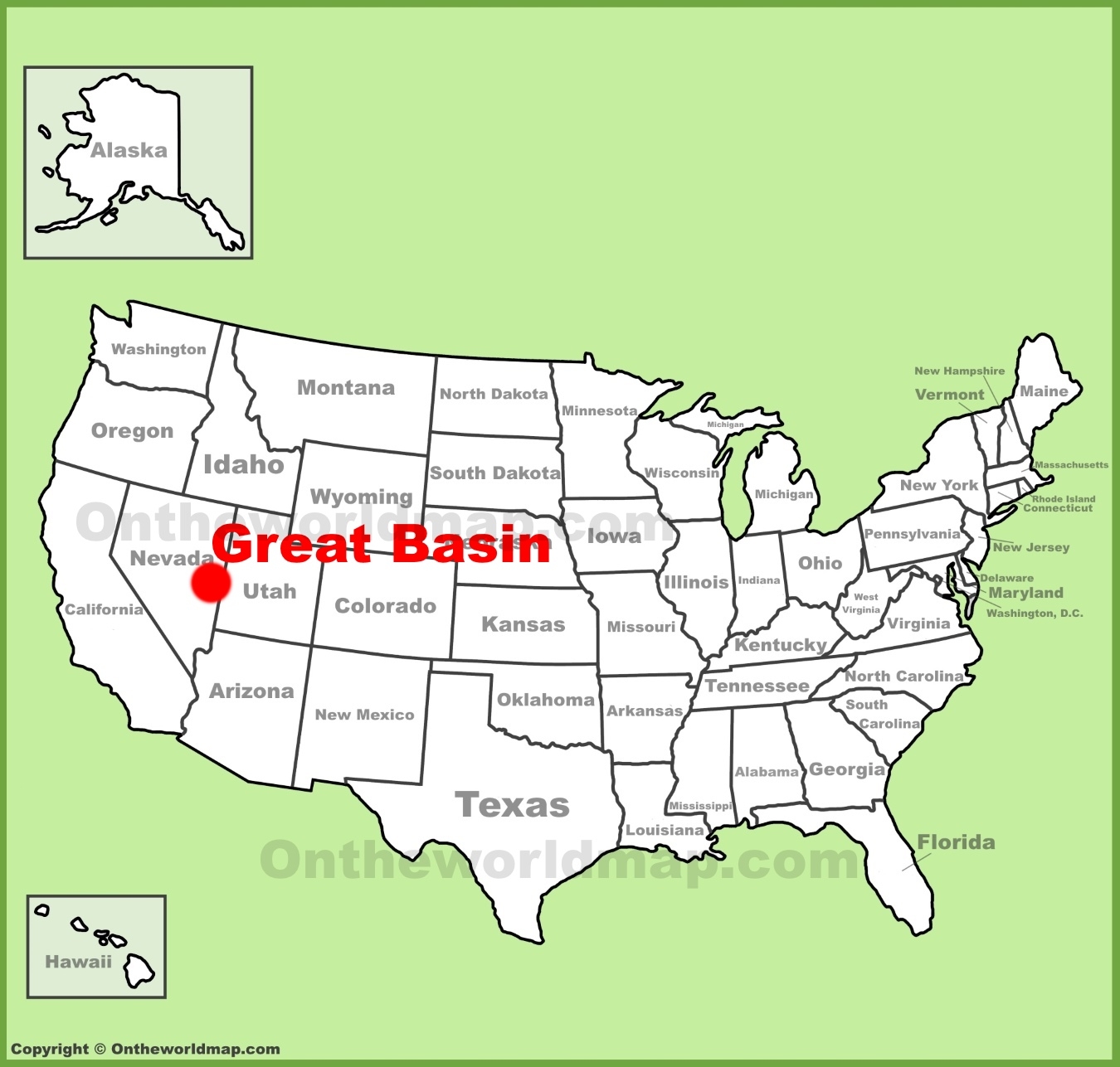 Great Basin Location On The U S Map Ontheworldmap