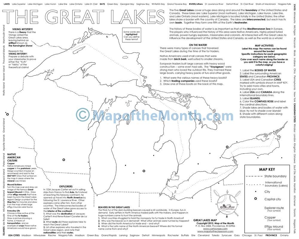 blank map of great lakes