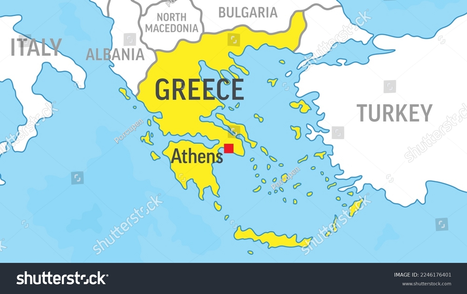 Greece Map Zoom On World Map Stock Vector Royalty Free 2246176401 Shutterstock