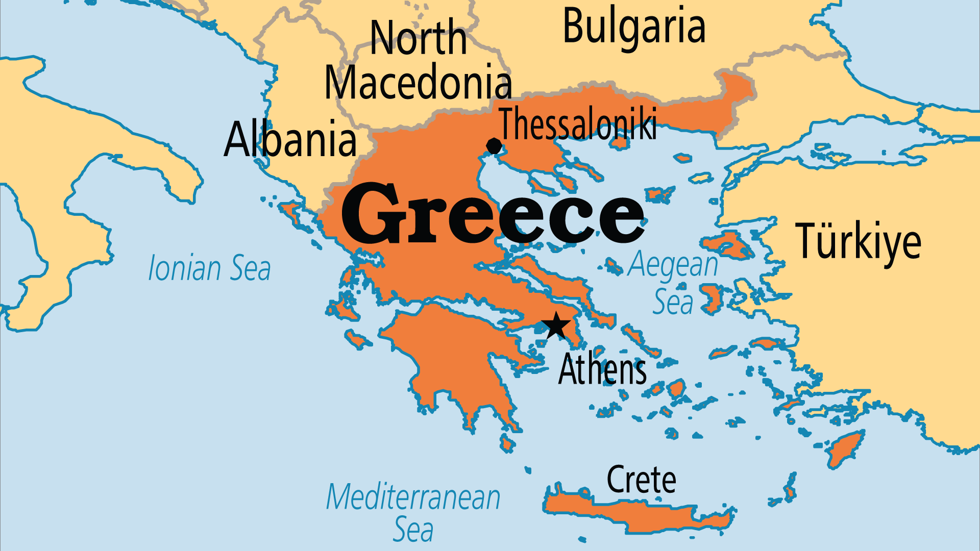 athens greece on world map