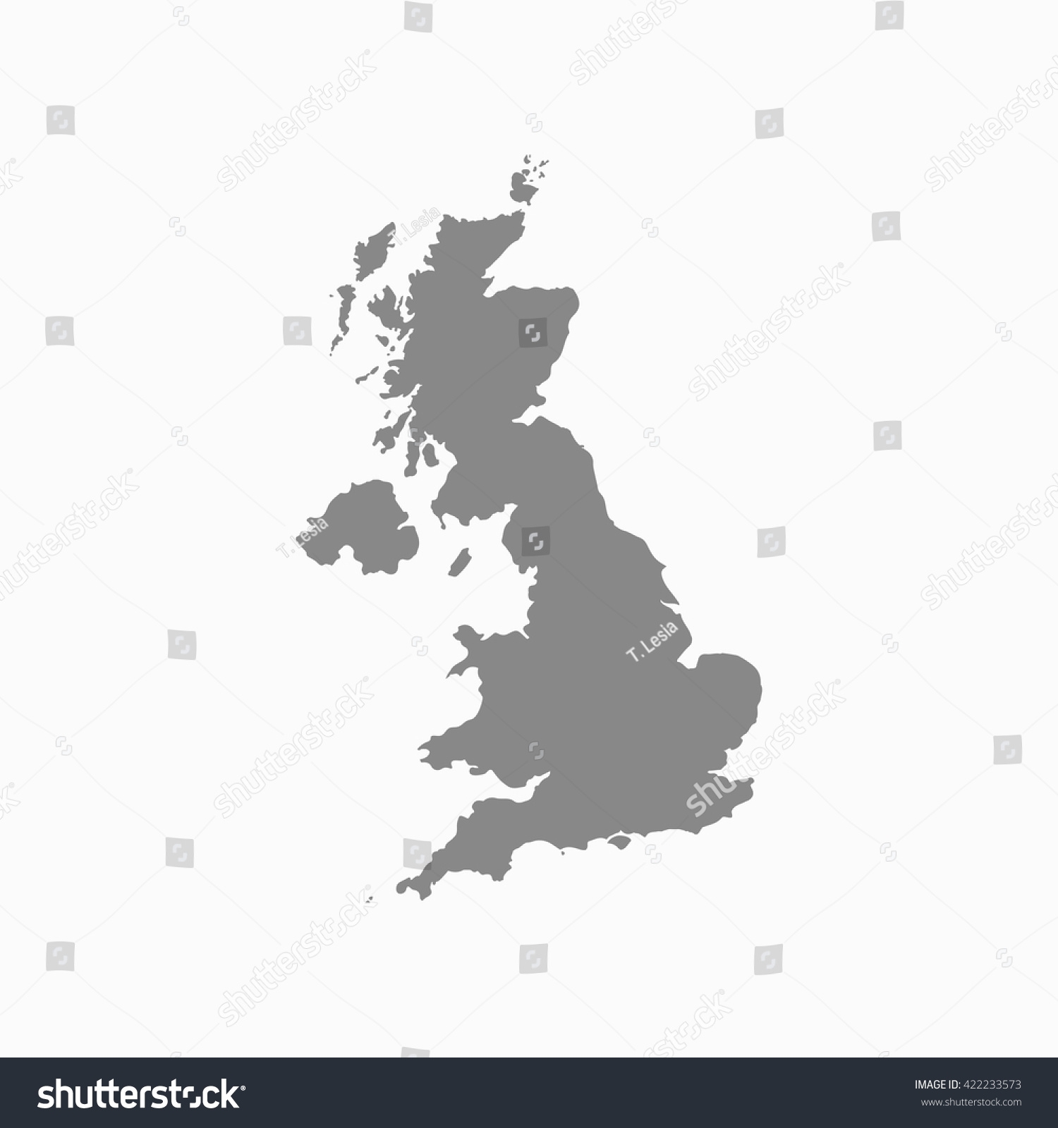 Grey Blank United Kingdom Map Flat Stock Vector Royalty Free 422233573 Shutterstock