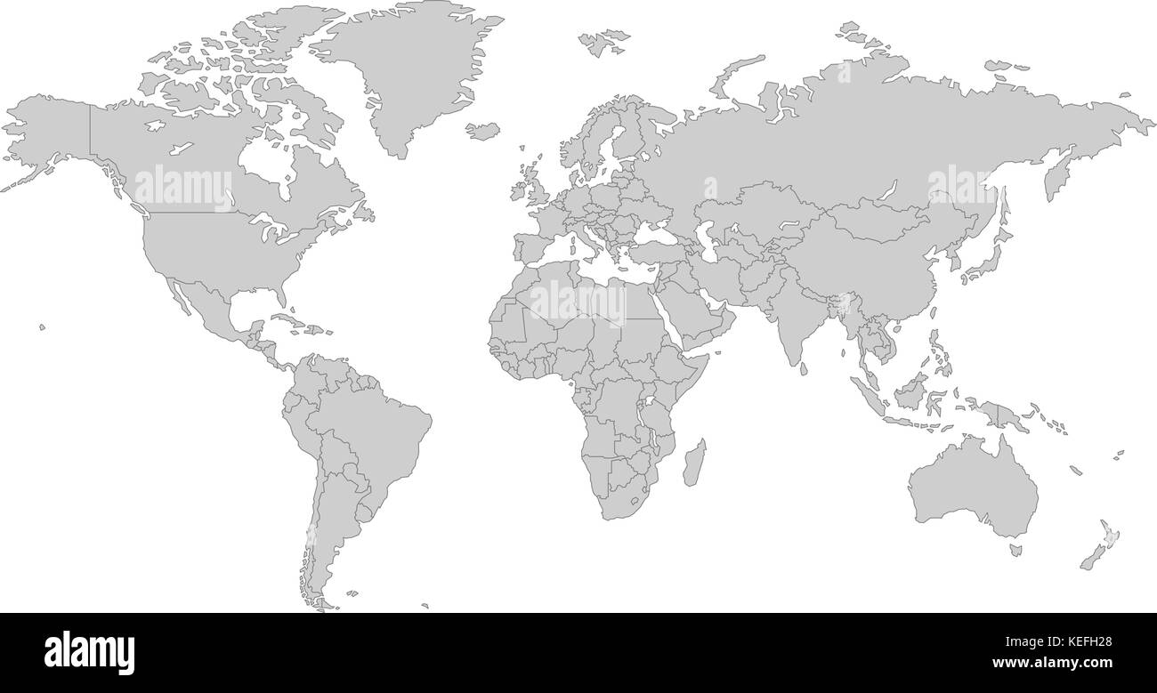 Grey World Map With All Country Borders In Dark Grey Color Stock Vector Image Art Alamy
