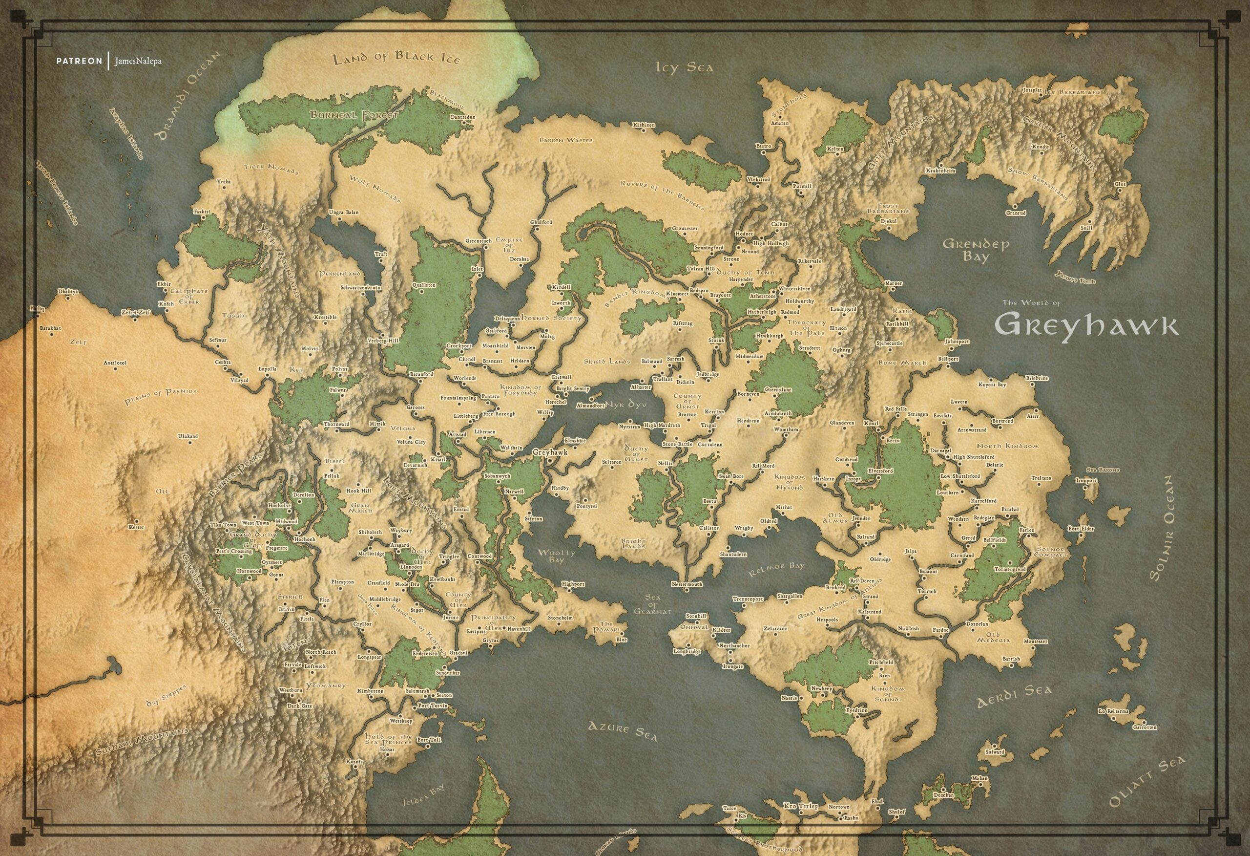 Greyhawk Map From Dungeons Dragons Digital Downloads Etsy Israel