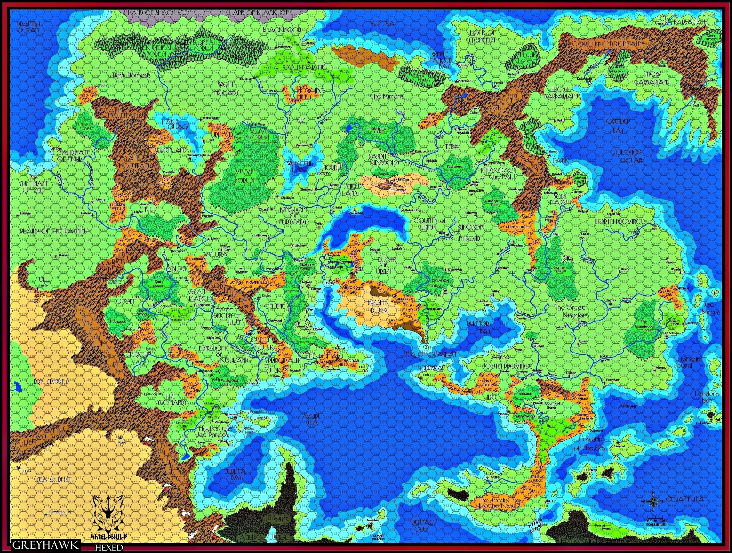 Greyhawk Map Numbered Hexes AD D Dungeons And Dragons digital Download Etsy Israel