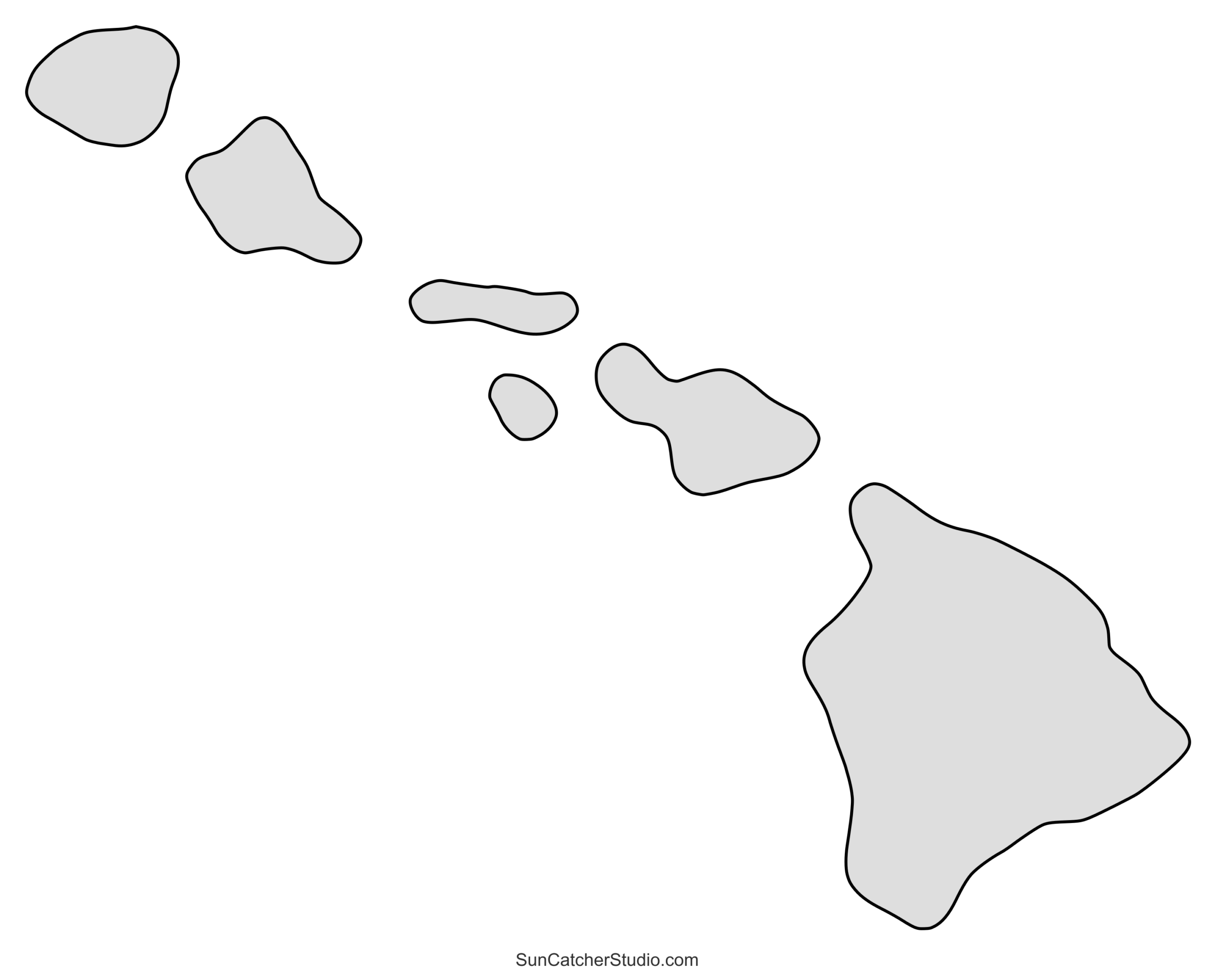Hawaii Map Outline Printable State Shape Stencil Pattern Free Printables Lettering SVG Files Tools Apps