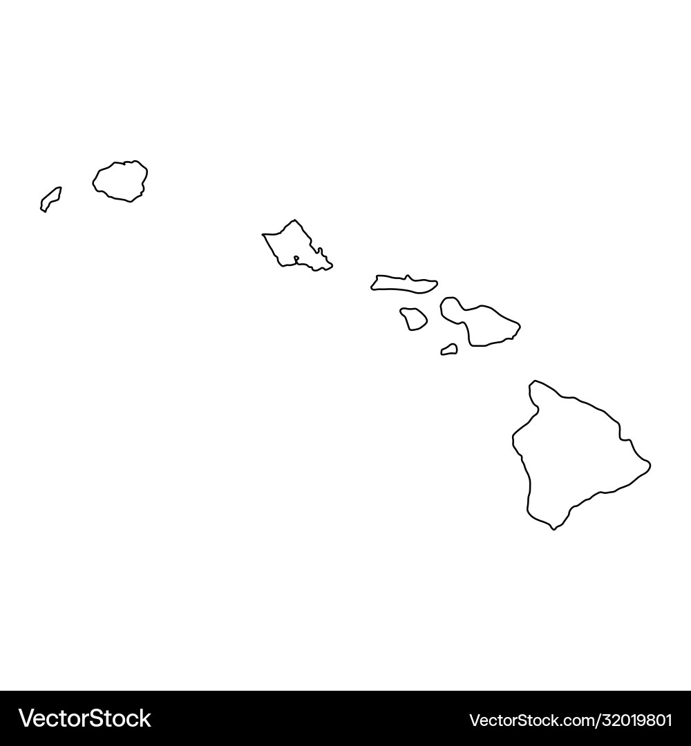 Hawaii State Map Outline Royalty Free Vector VectorStock