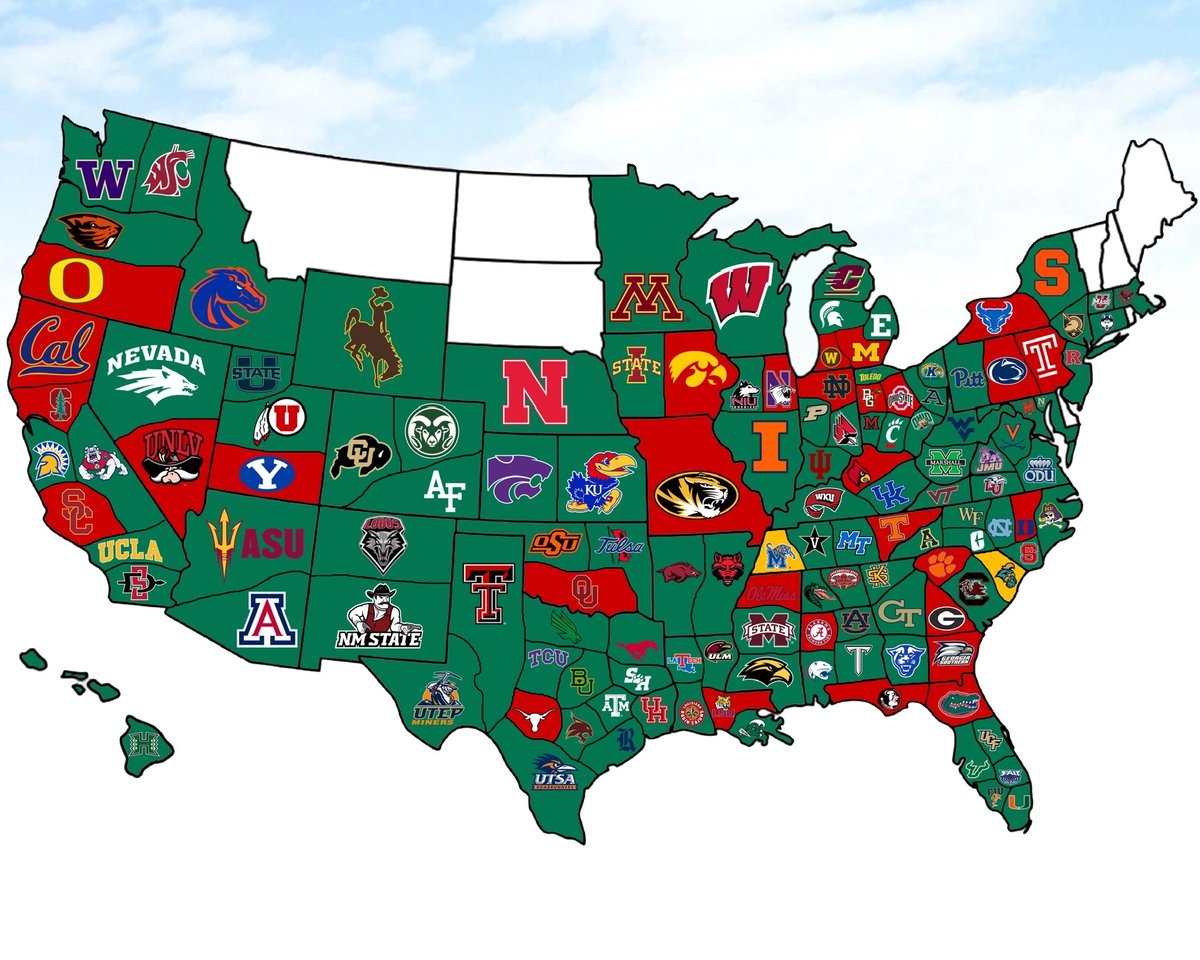Here s What The United States Map Of Teams I Could Still Rebuild First In College Football 25 Looks Like After 8 Days Update Yellow Teams Are Guaranteed Locks To Make The Top