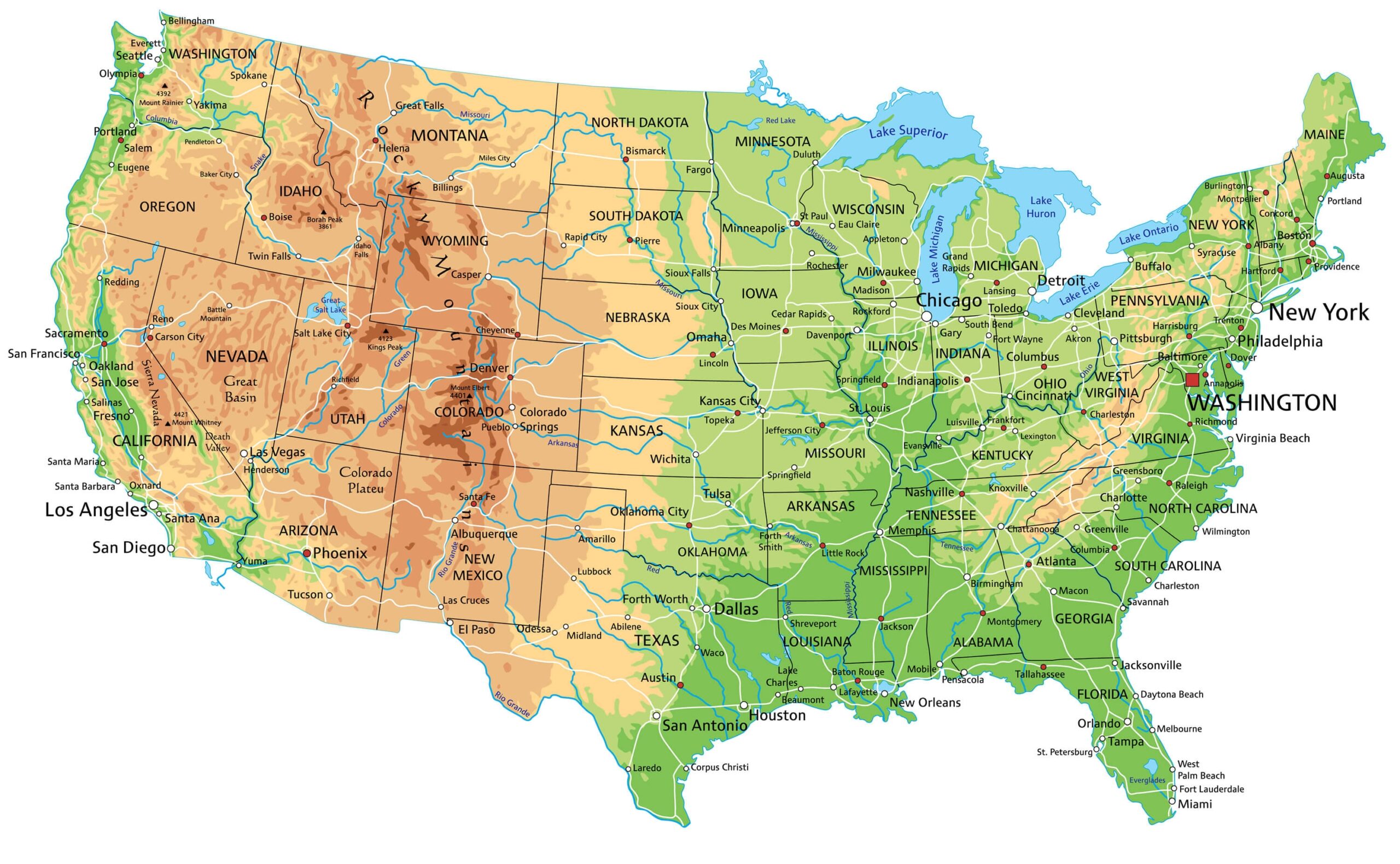 map of the united states with major interstates
