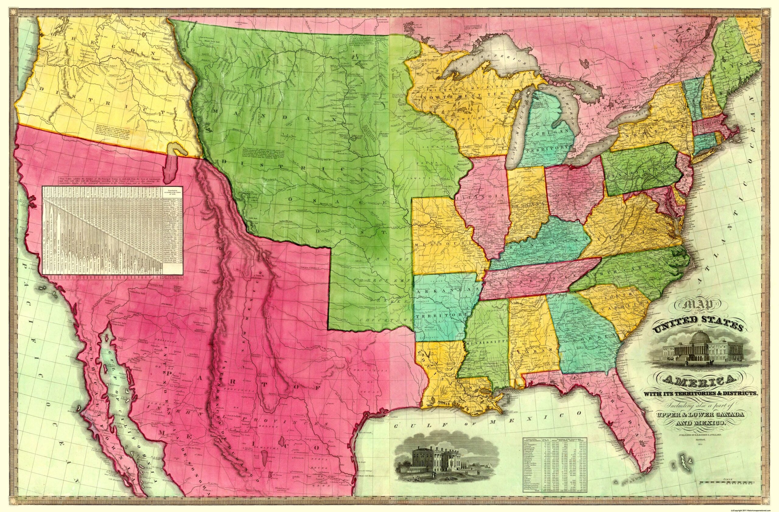 Historic State Map United States Territories Districts Barber 1835 35 X 23 EBay