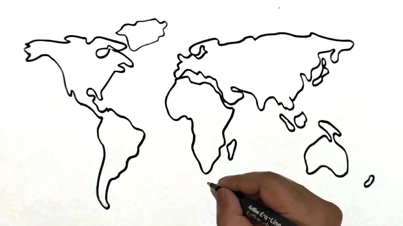 How To Draw World Map Easy World Map Line Drawing YouTube