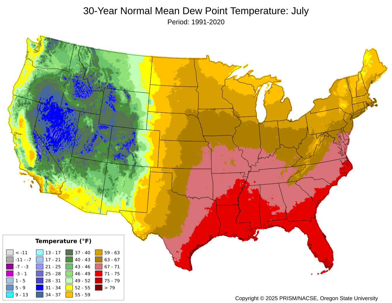 humidity map of united states