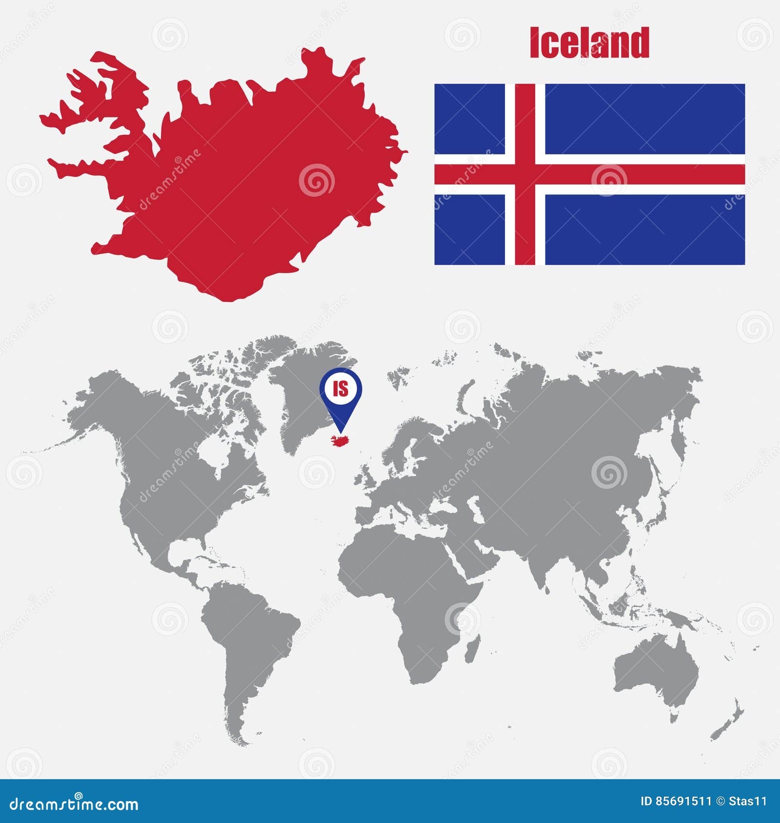 map of world with iceland