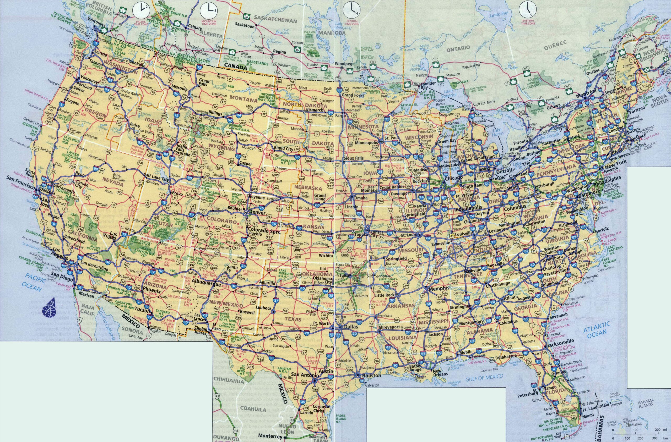 In High resolution Highways Map Of The USA The USA Highways Map In High resolution Vidiani Maps Of All Countries In One Place