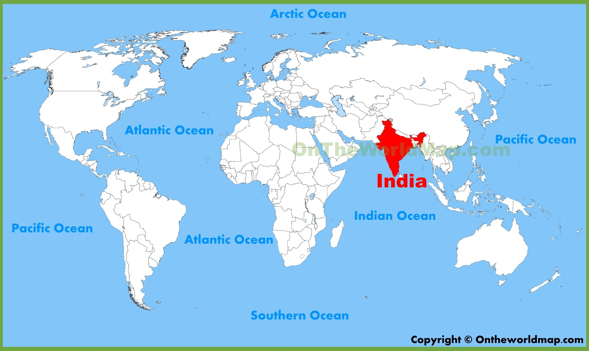 India Location On The World Map Ontheworldmap