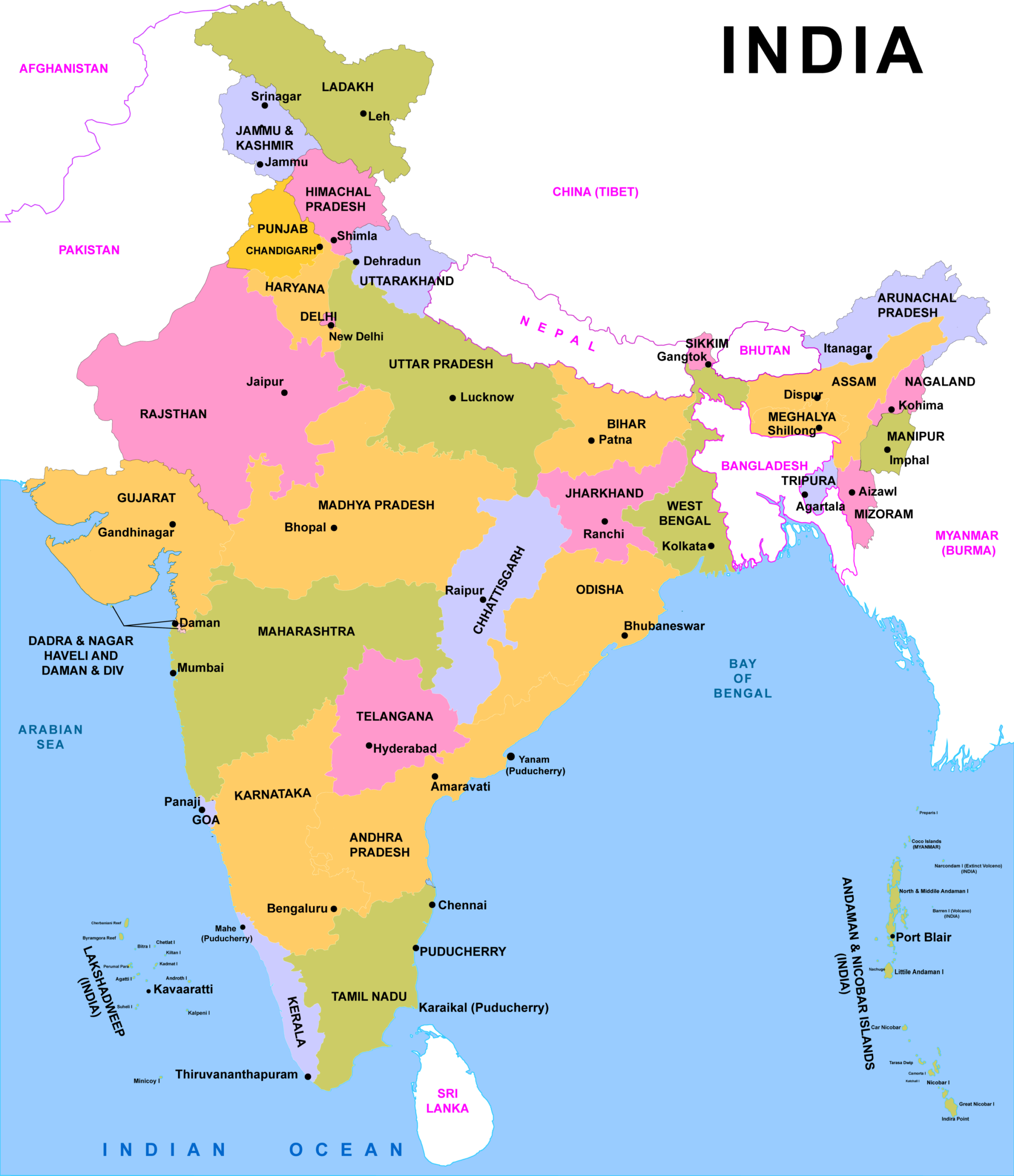 India Map Free Map Of India With States UTs Capital India Map Free Map Of India With States UTs Capital