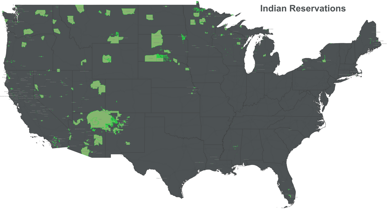 indian reservations in united states map