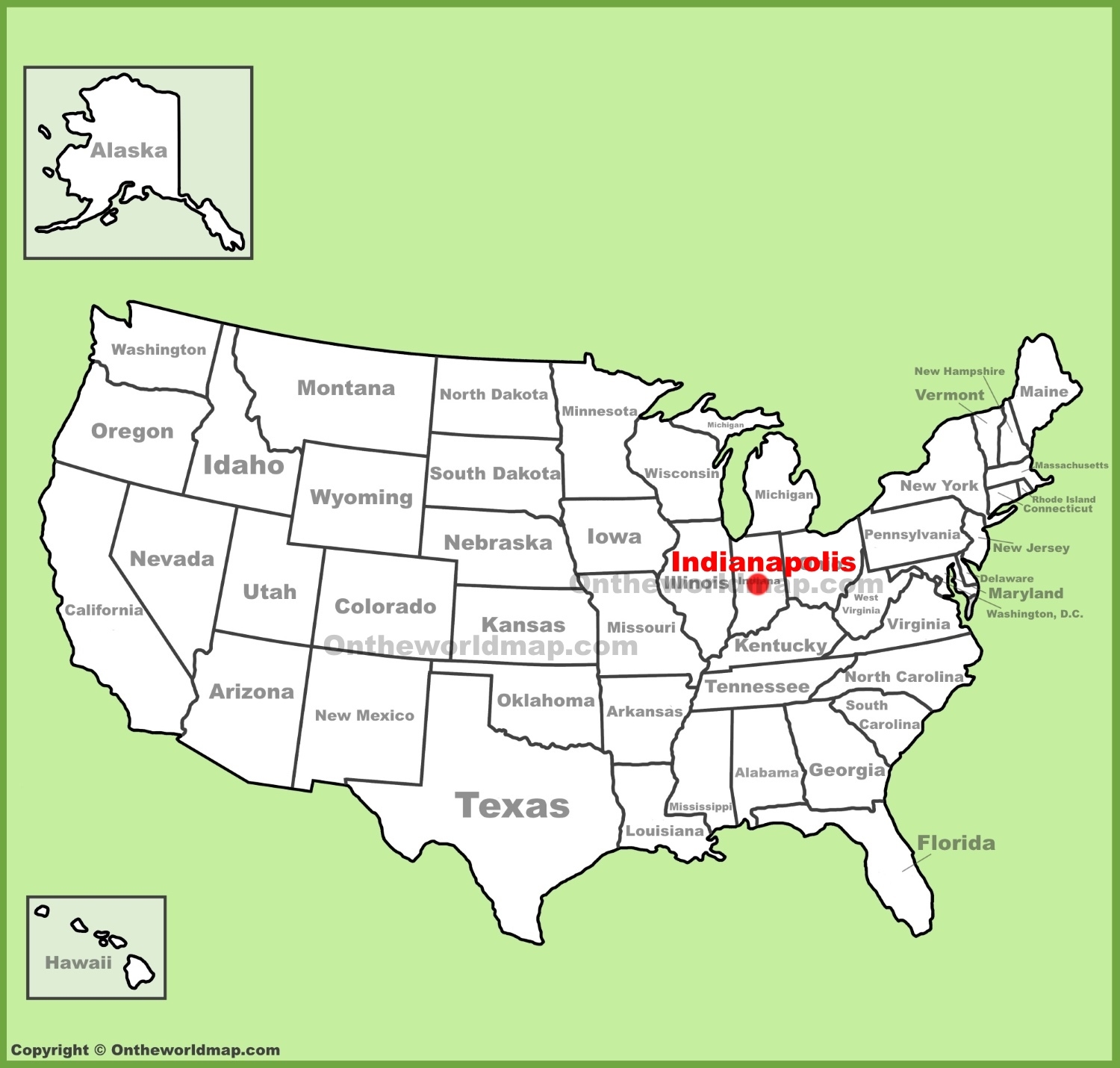 Indianapolis Location On The U S Map Ontheworldmap