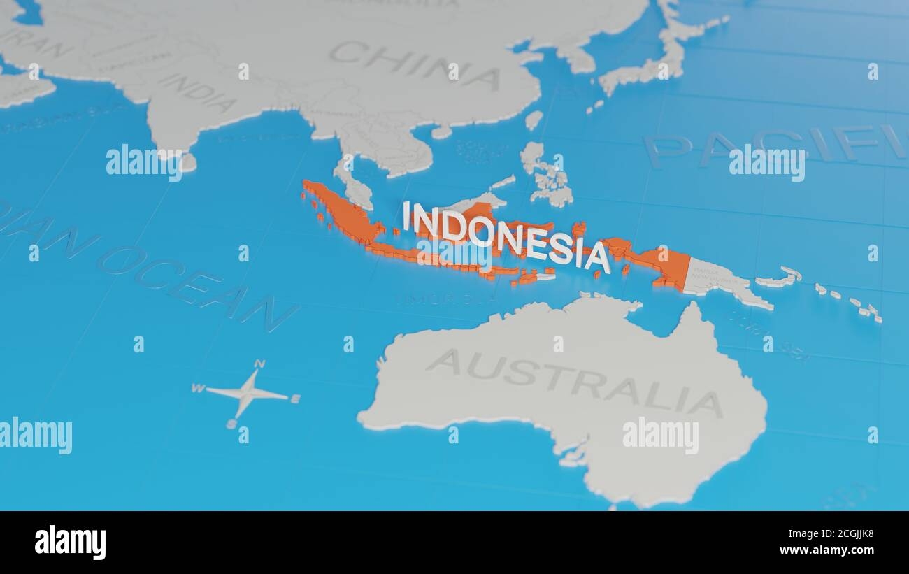 Indonesia Highlighted On A White Simplified 3D World Map Digital 3D Render Stock Photo Alamy