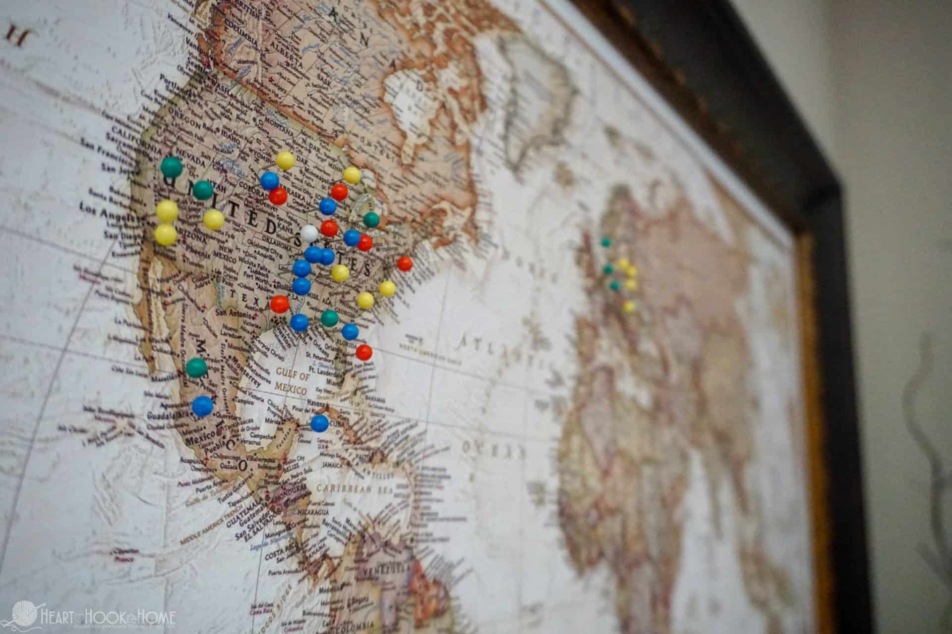 pin on world map