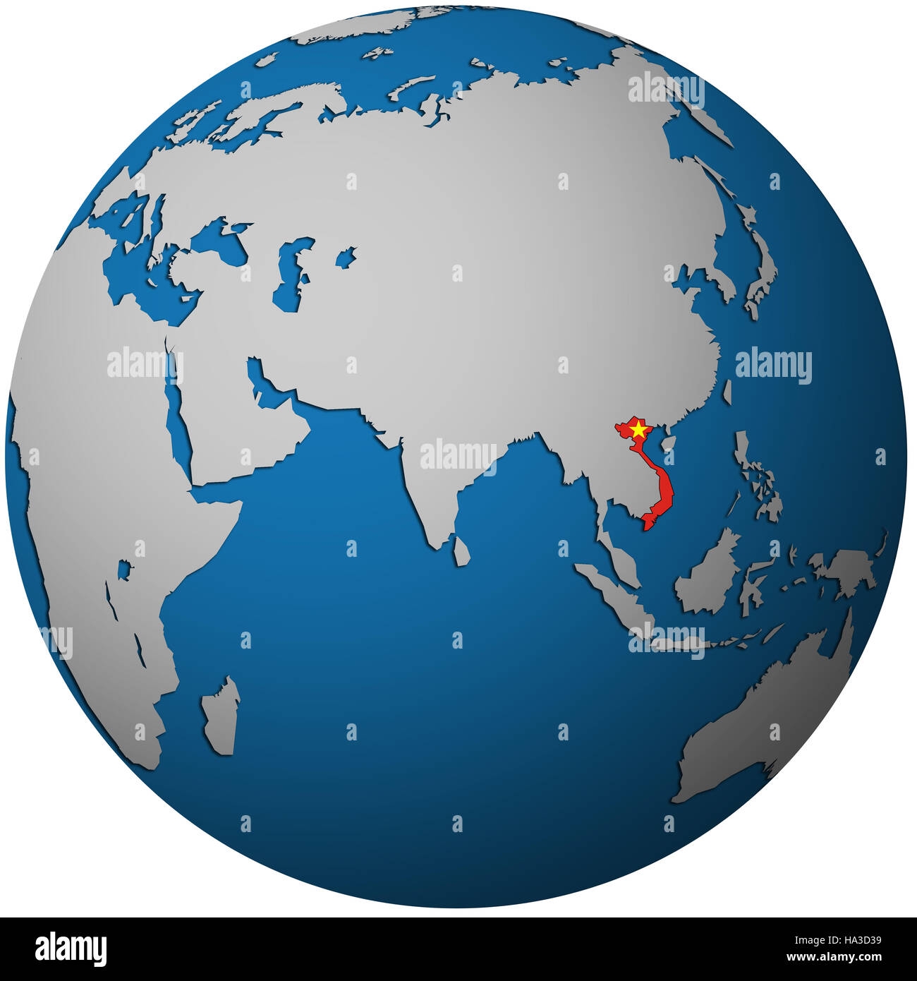 Isolated Over White Territory Of Vietnam With Flag On Globe Map Stock Photo Alamy
