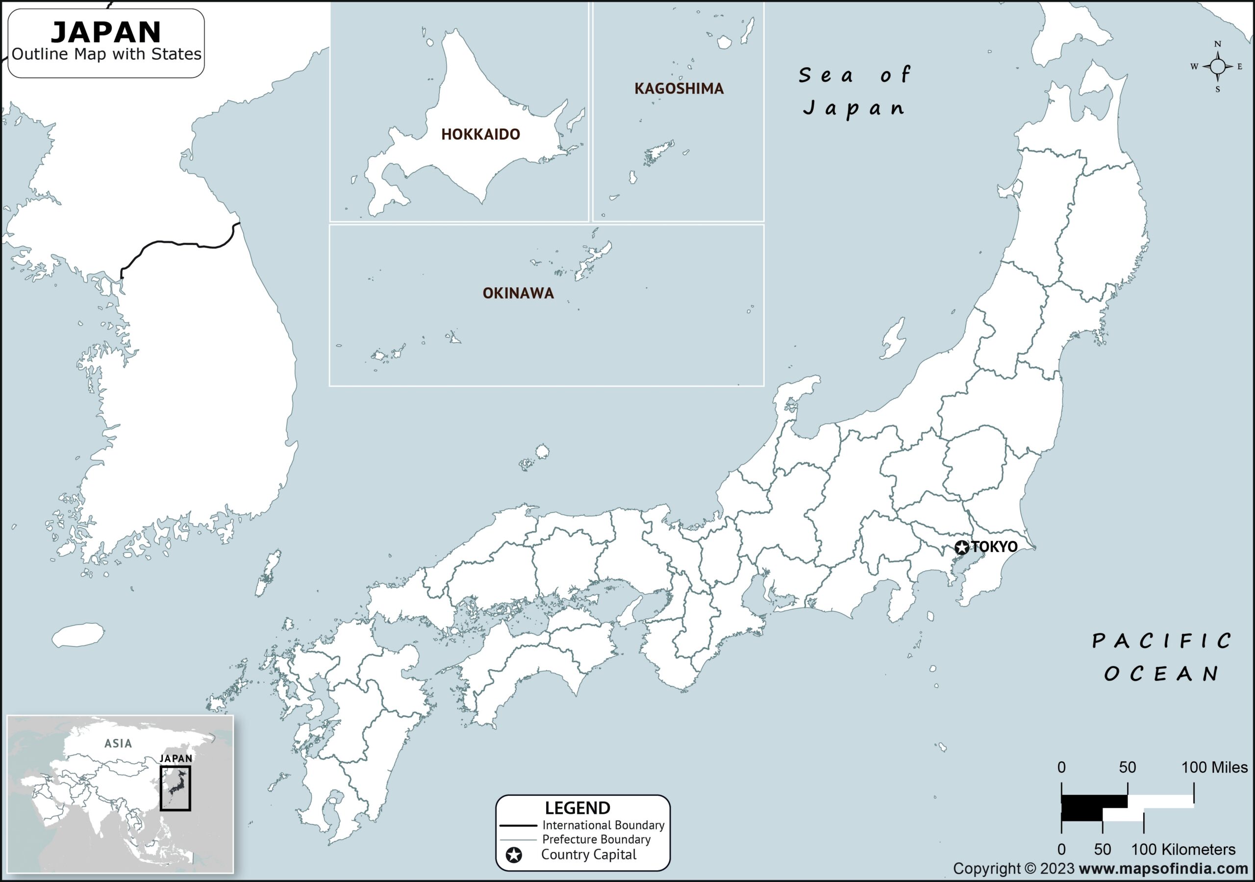 Japan Outline Map Japan Outline Map With State Boundaries Japan Outline Map Japan Outline Map With State Boundaries