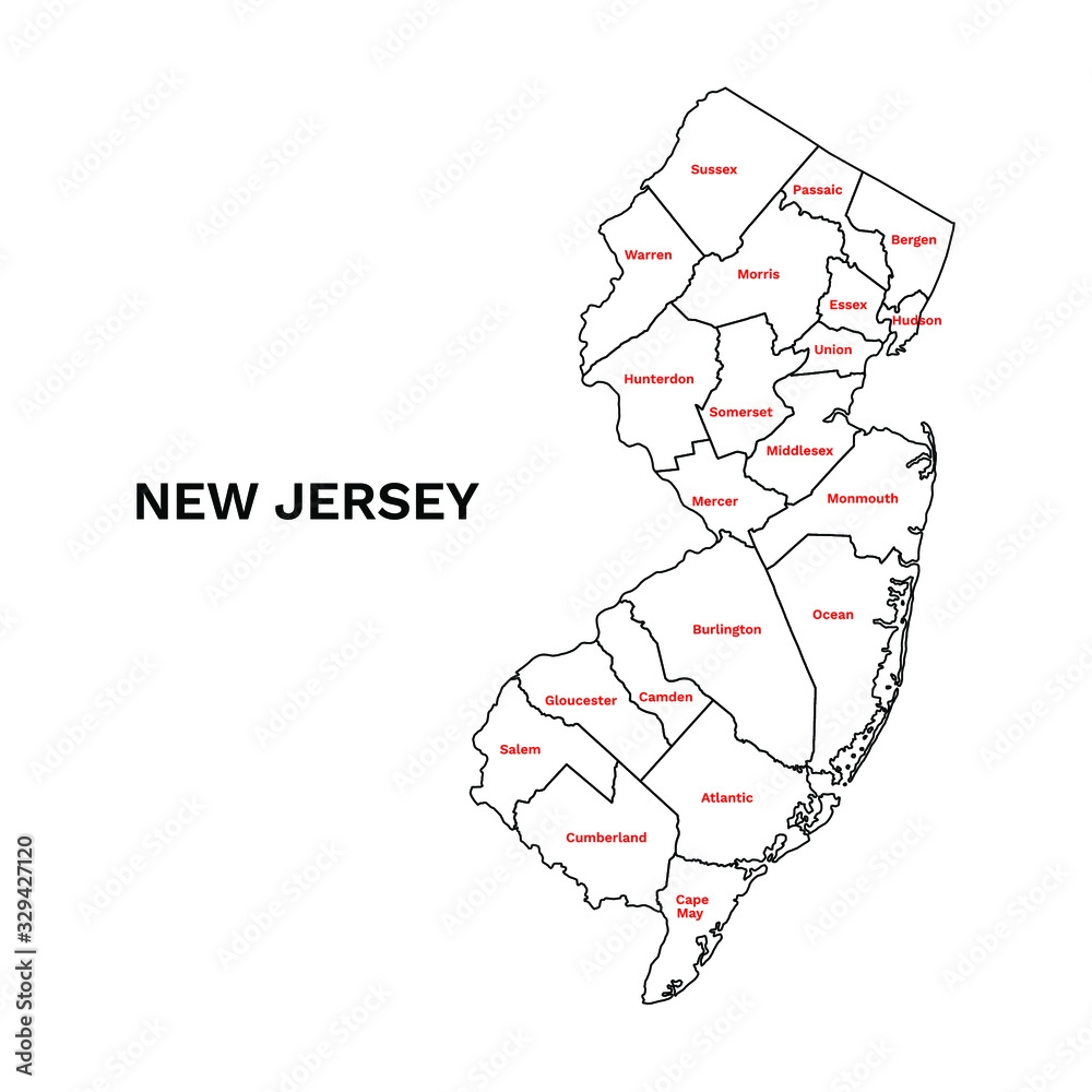 Jersey Map Nj State Drawing New Jersey County Map Editable PowerPoint Maps