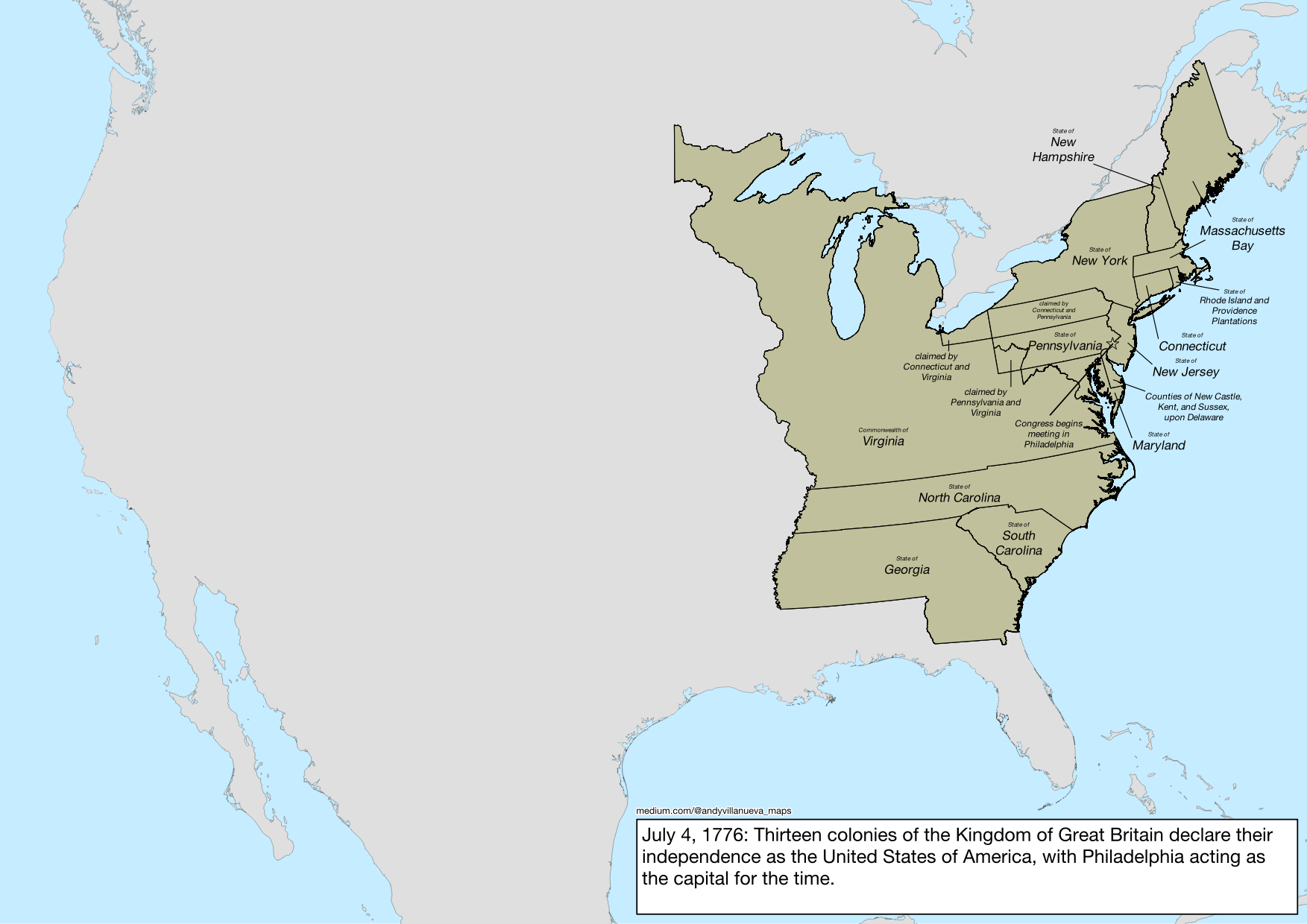 united states 1776 map