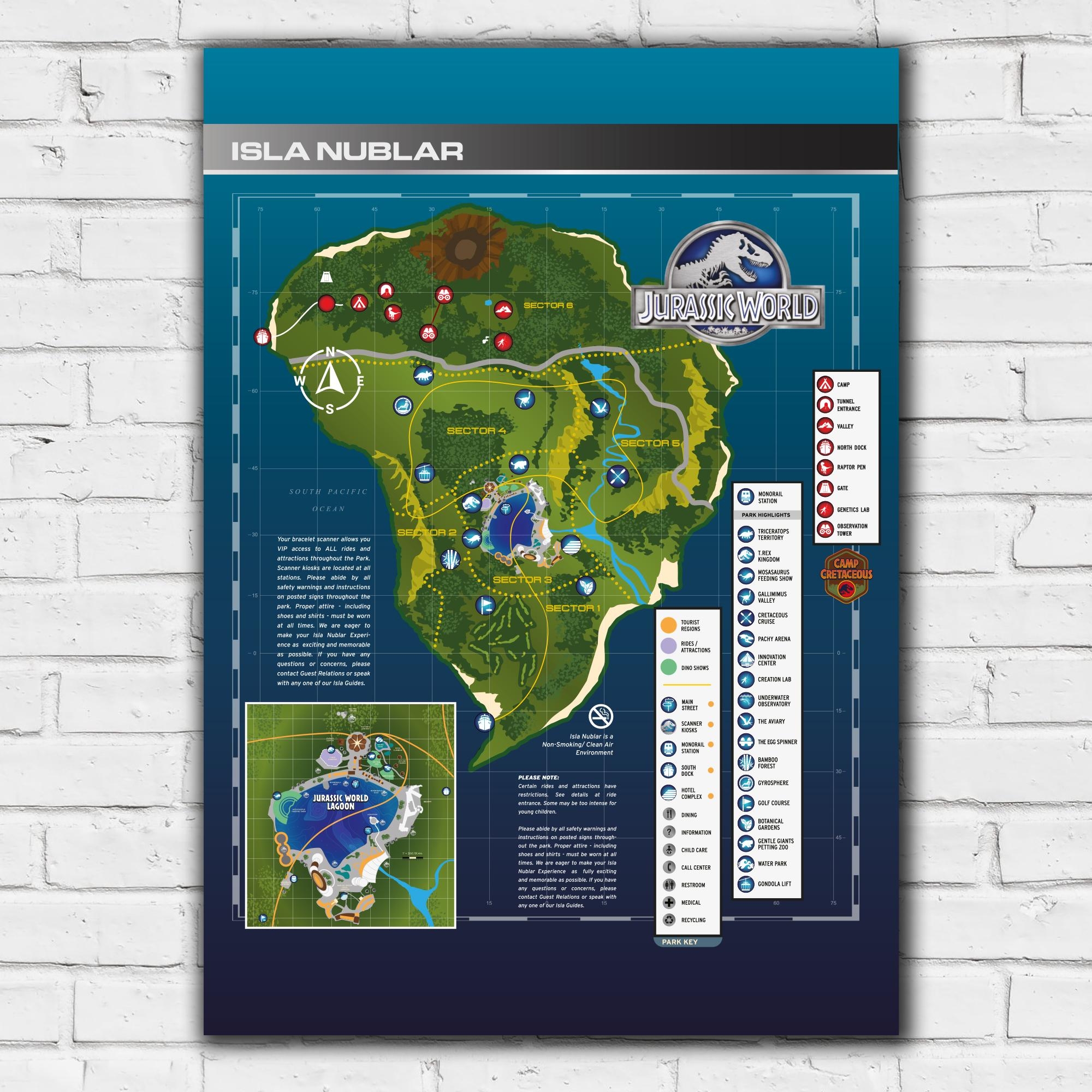 Jurassic World Camp Cretaceous Print Isla Nublar Map Wall Art Poster Etsy Denmark