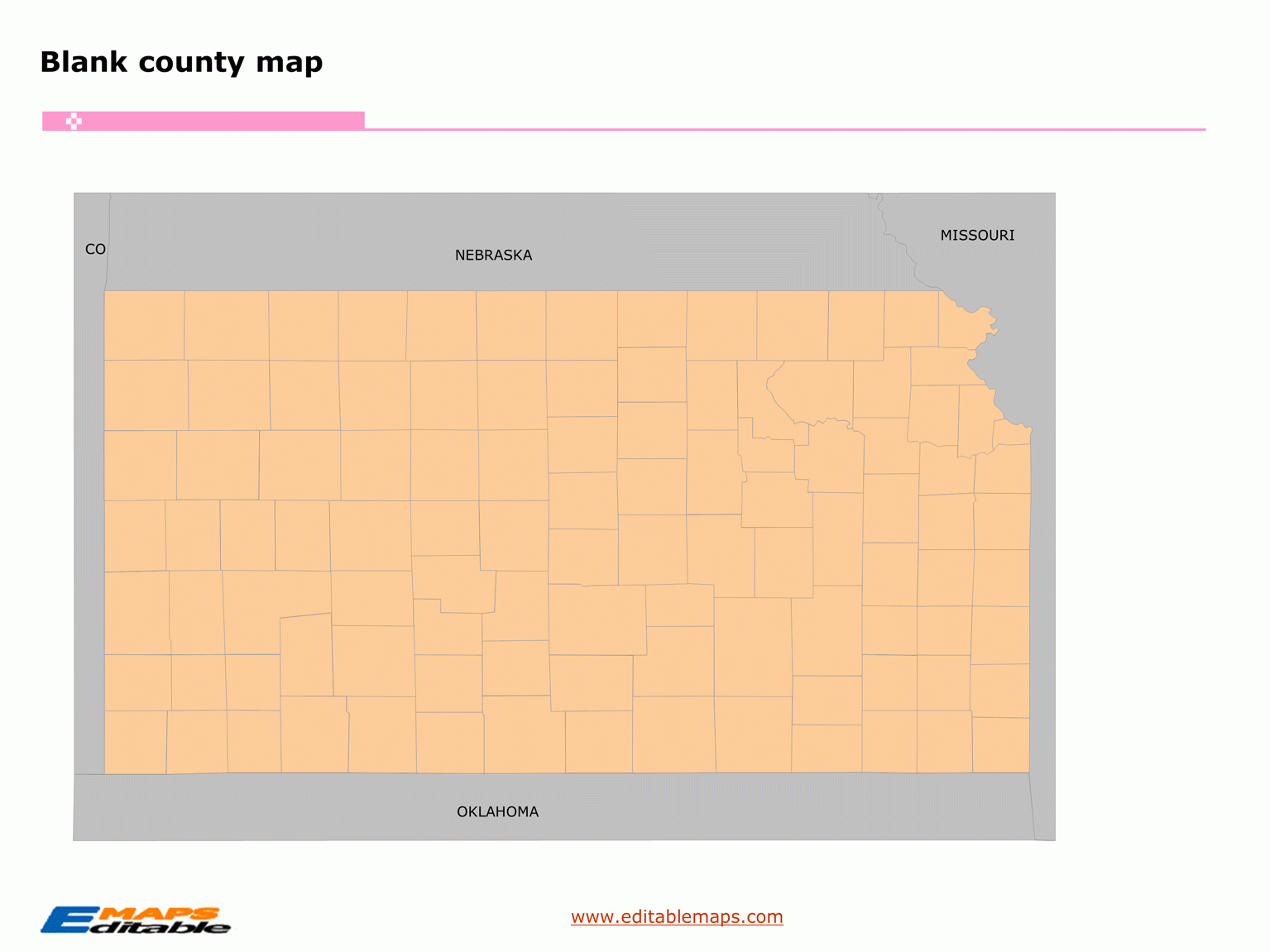 Kansas County Map Editable PowerPoint Maps