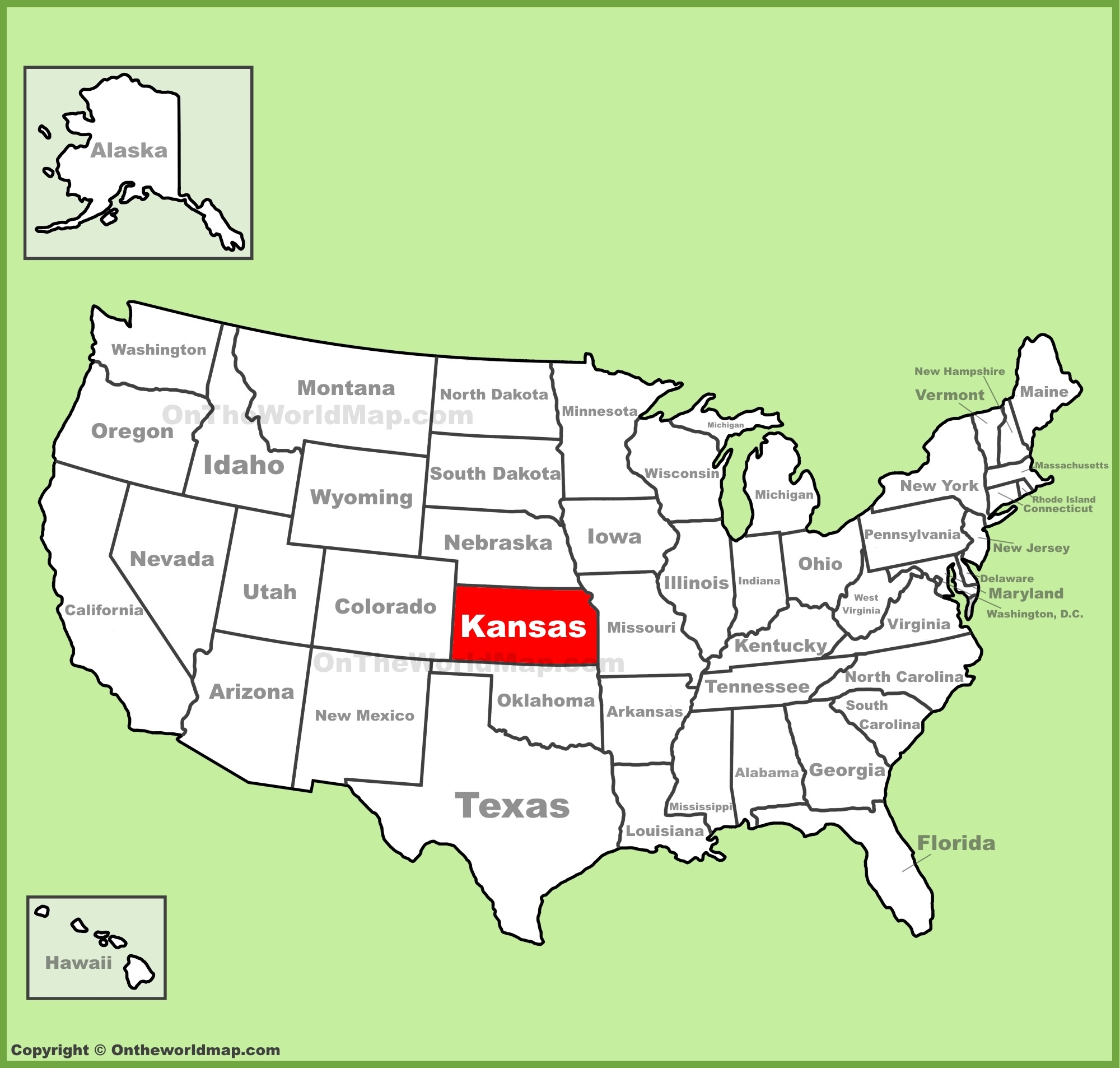 Kansas Location On The U S Map Ontheworldmap