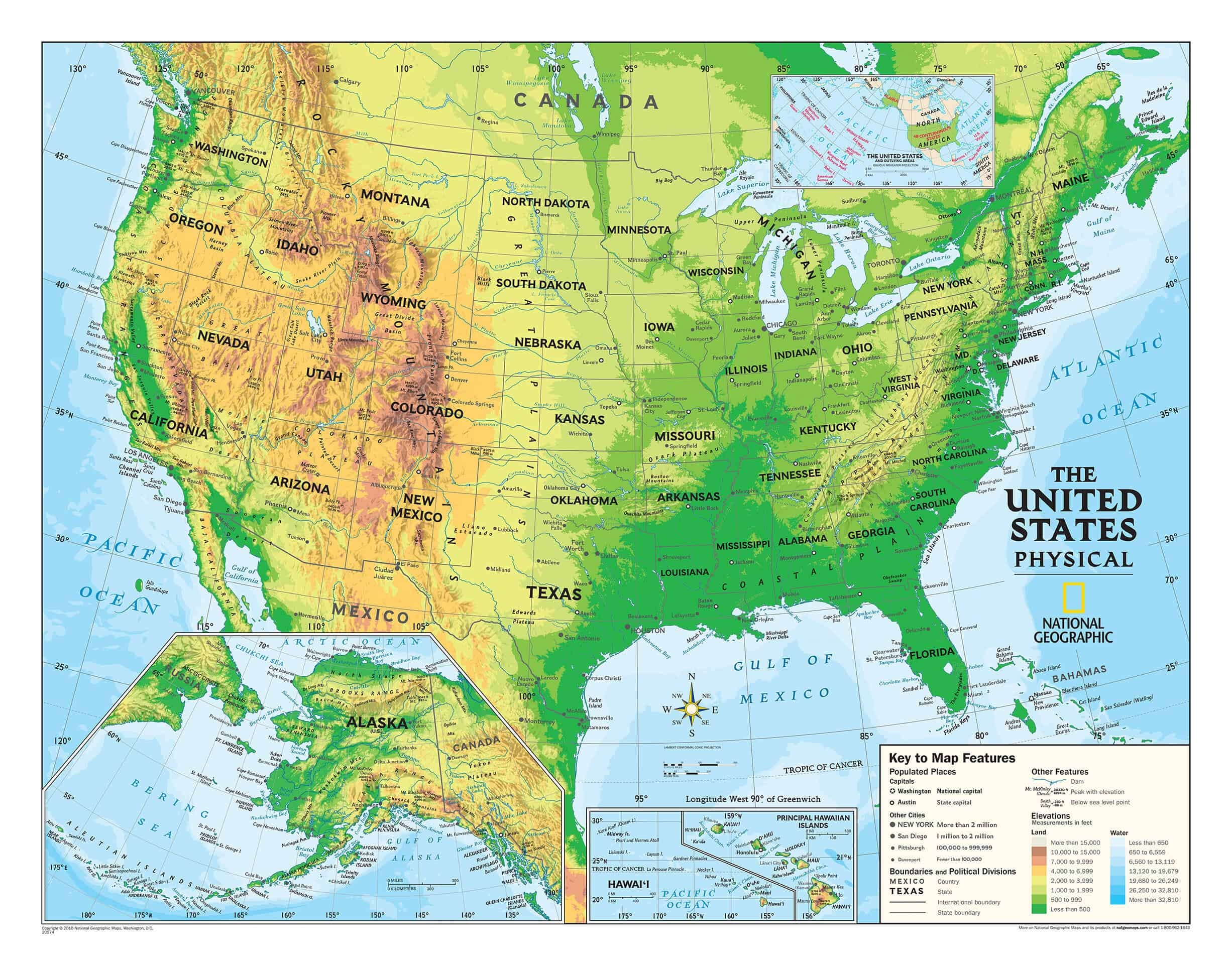 Kids Physical USA Education 4 12 Map National Geographic