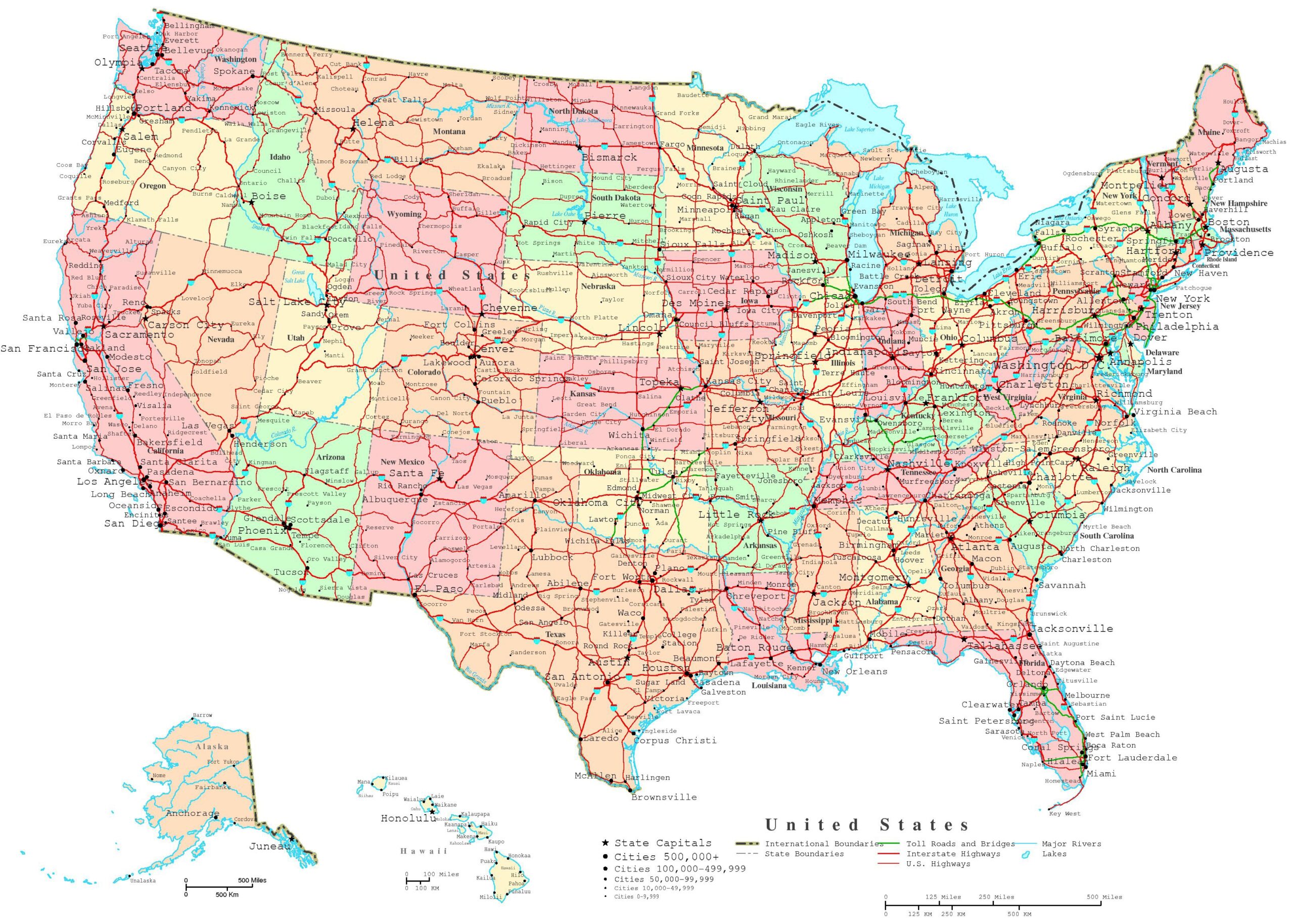 road map of united states