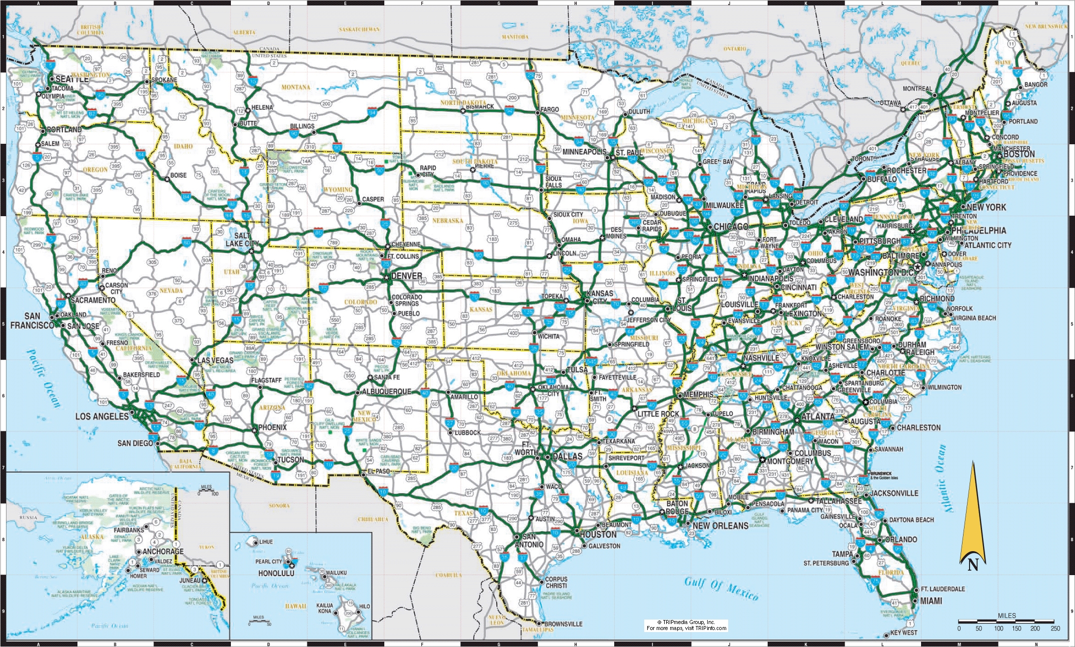 map of united states with highways