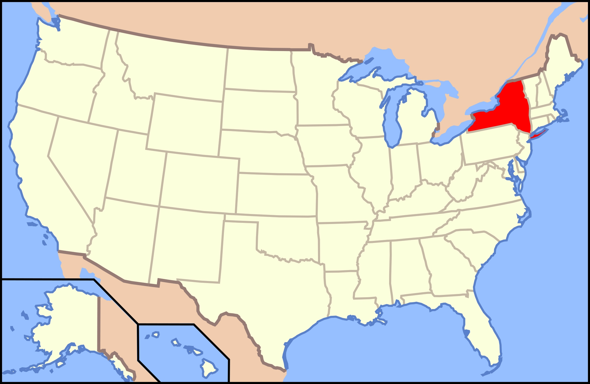 new york on a world map