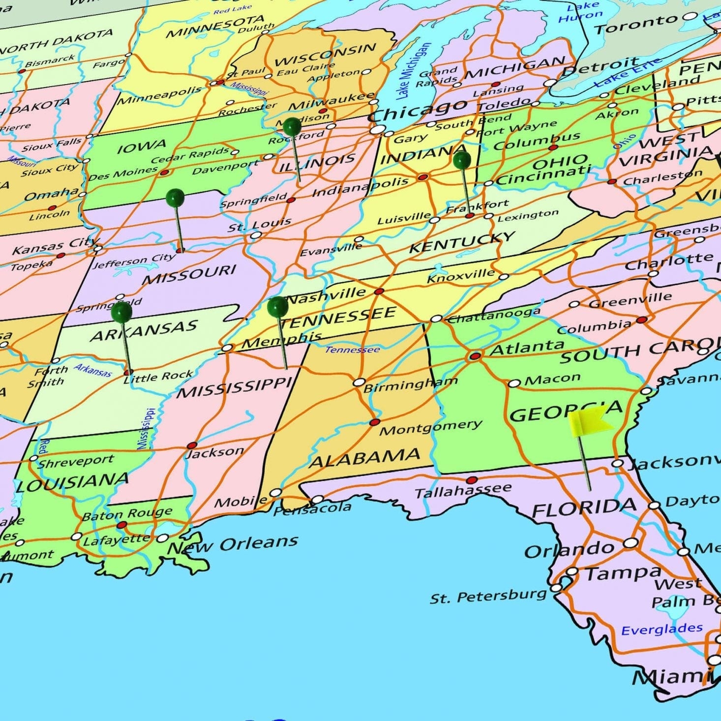 united states push pin map