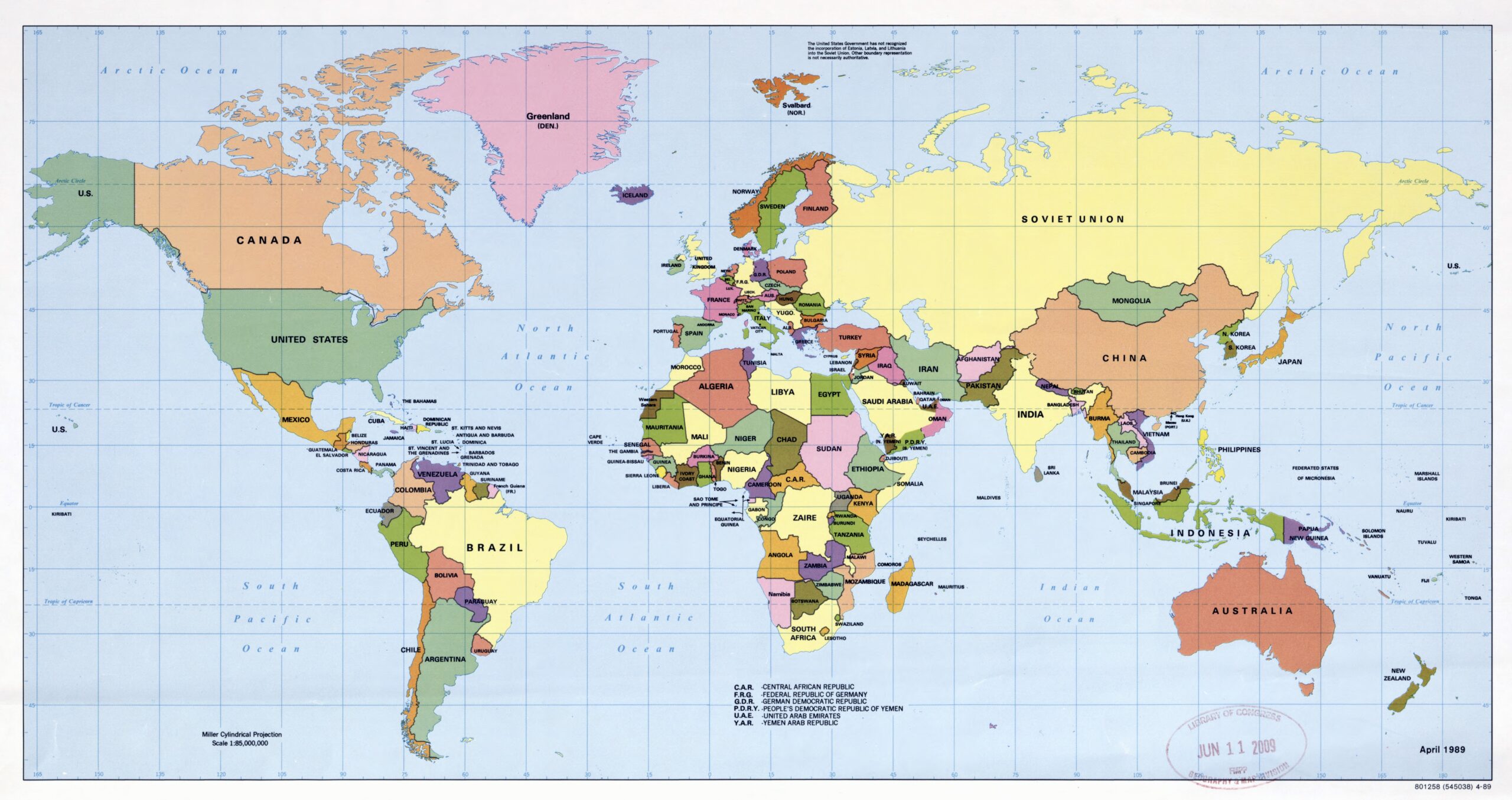 1989 world map blank