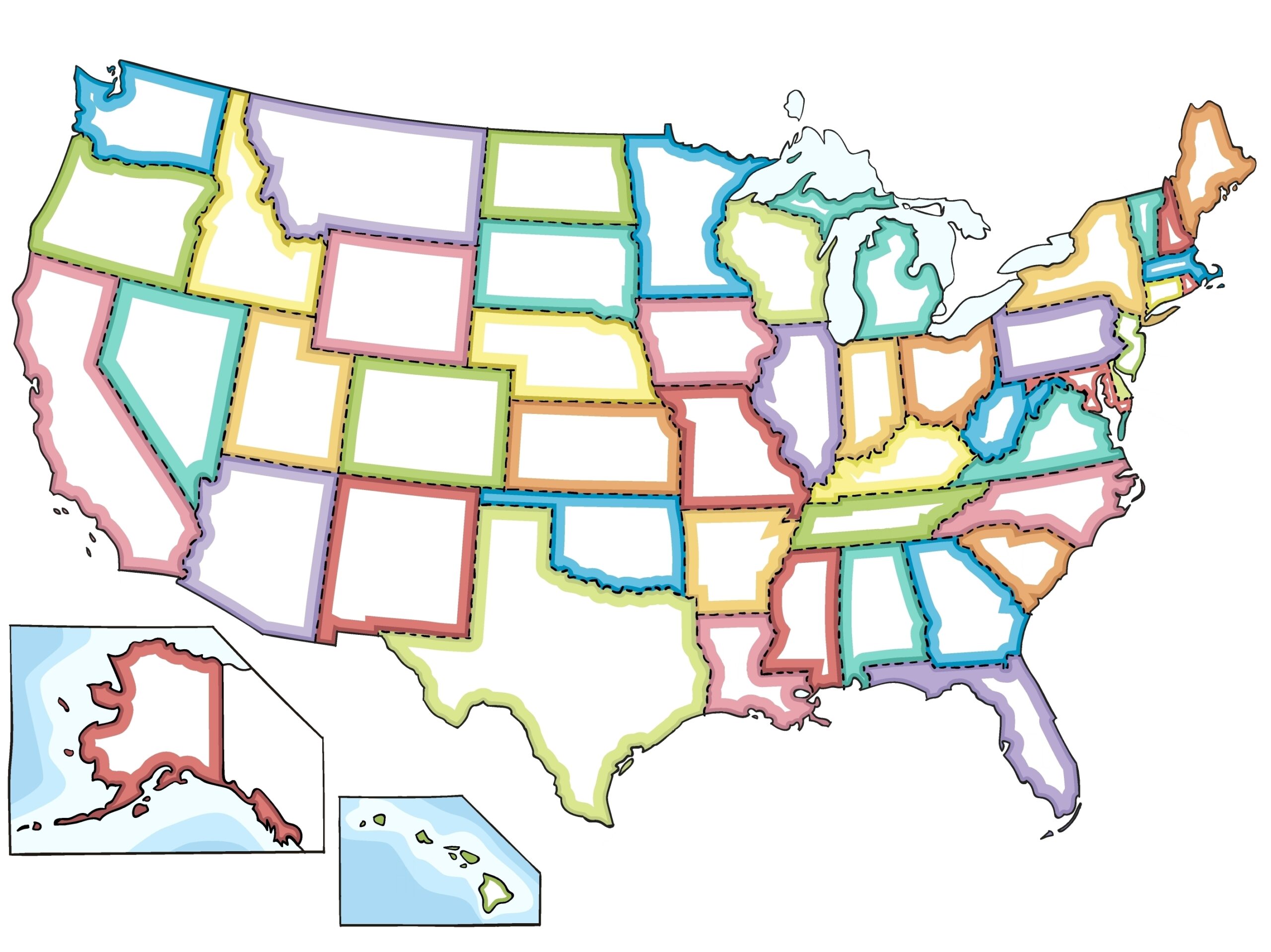 united states map no labels