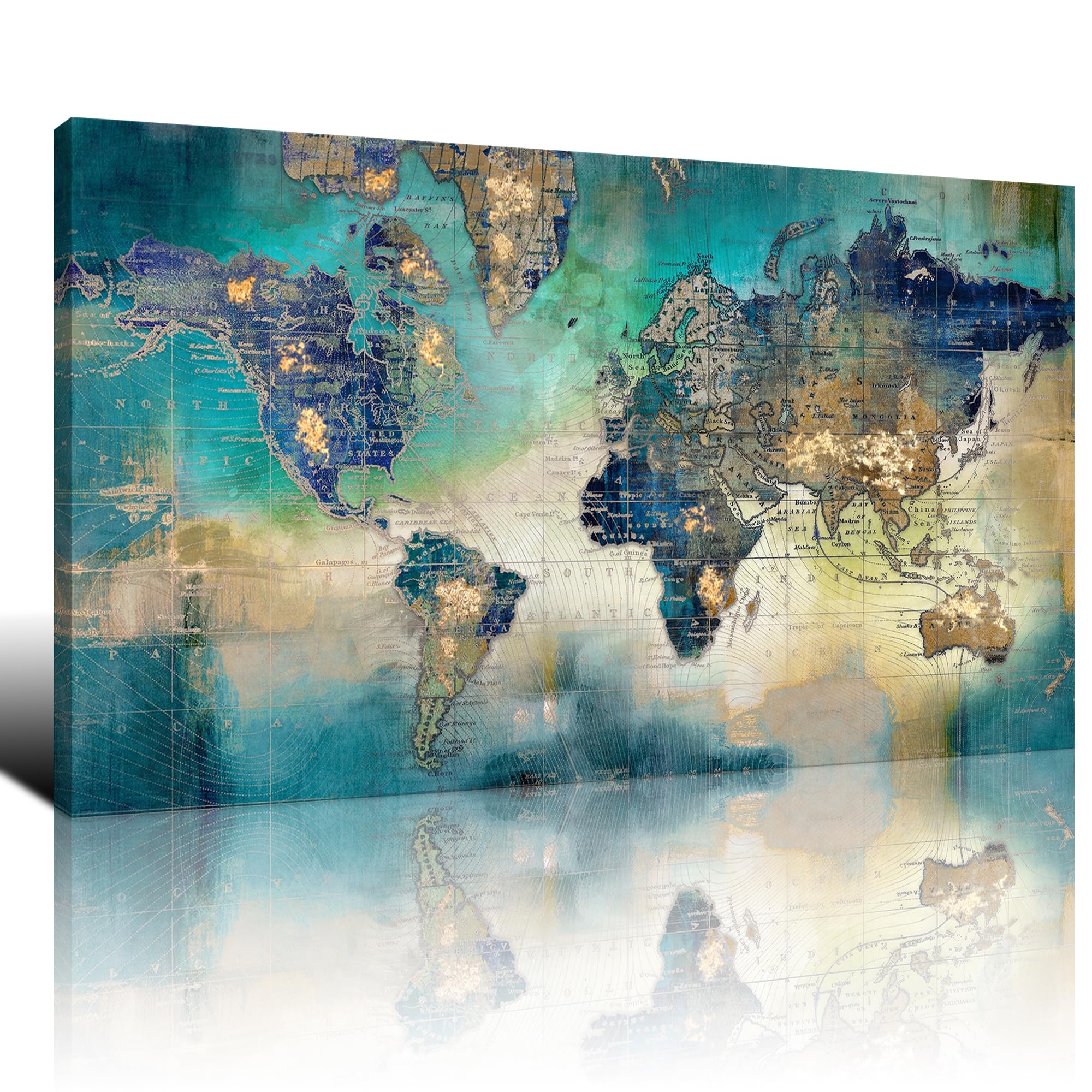 Large World Map Canvas Prints Wall Art For Living Room Office 24x48 Green W EBay Large World Map Canvas Prints Wall Art For Living Room Office 24x48 Green W EBay