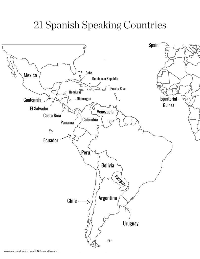 Learn The Spanish Speaking Countries With Free Printable Maps For Kids Ni os Nature